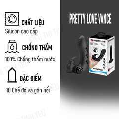 Bao cao su ngón tay Pretty Love Vance có gân nổi 10 chế độ rung dùng pin