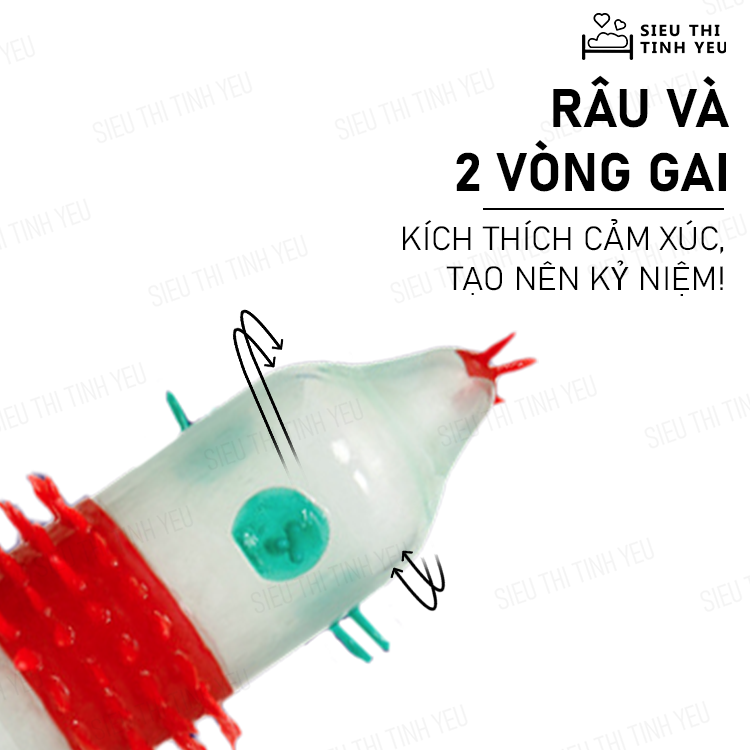 Bao Cao Su Runbo Extra gai lớn màu xanh lá hộp 6 cái