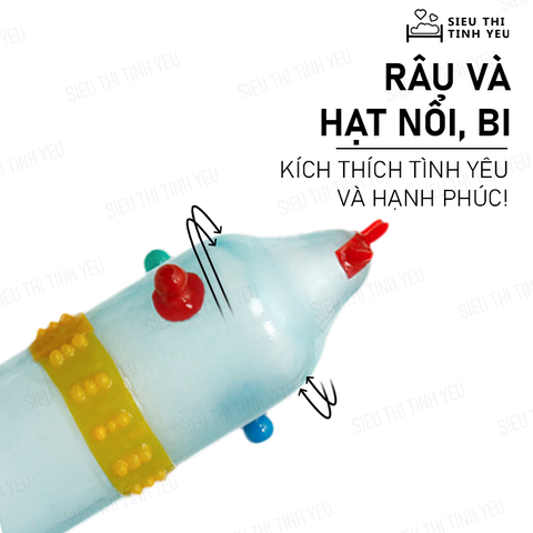 Bao Cao Su Runbo Extra gai lớn màu hồng hộp 6 cái