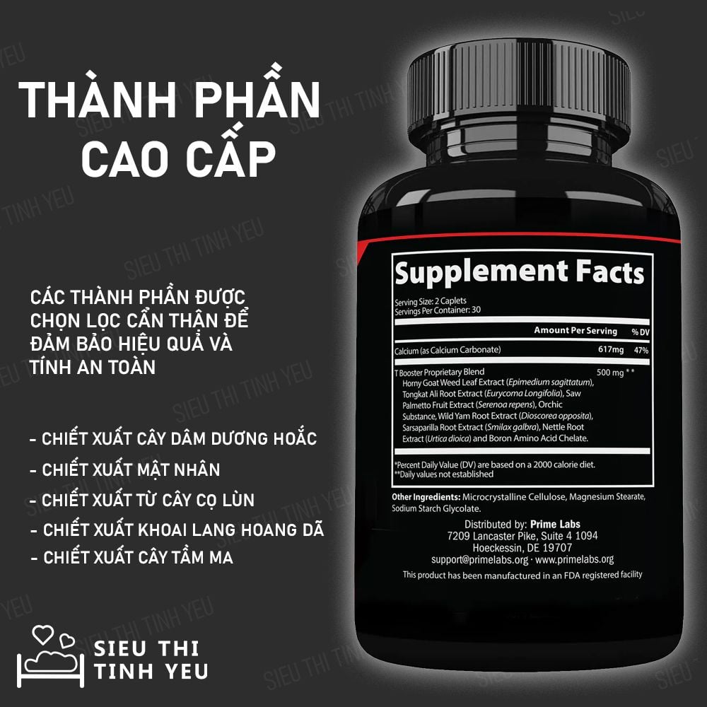 Prime Labs khỏe như Trâu, sản xuât tại mỹ, chai 60 viên