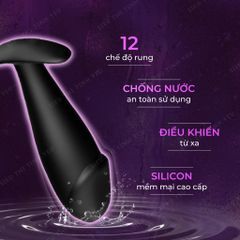 Trứng rung hậu môn Pretty Love đầu khấc 12 chế độ rung điều khiển từ xa dùng pin