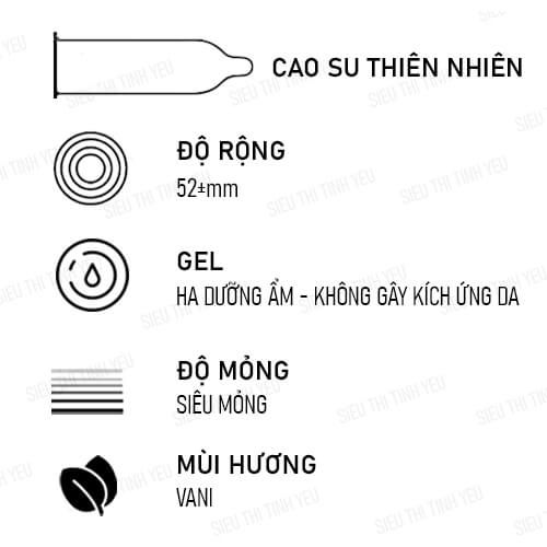 Bao cao su OLO Zero HA For Man siêu mỏng nhiều gel bôi trơn Hộp 10 cái