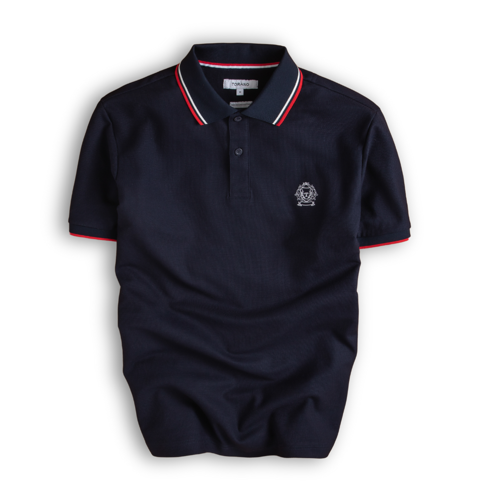  Áo polo trơn bo tay kẻ thêu logo ngực GSTP602 