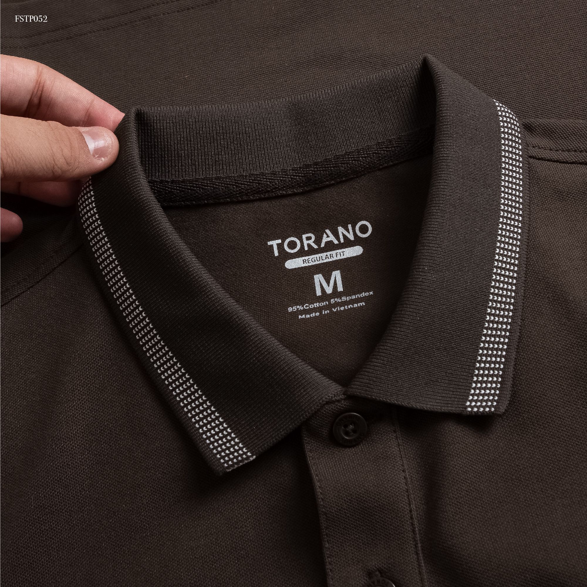  Áo Polo trơn bo kẻ logo ngực FSTP052 