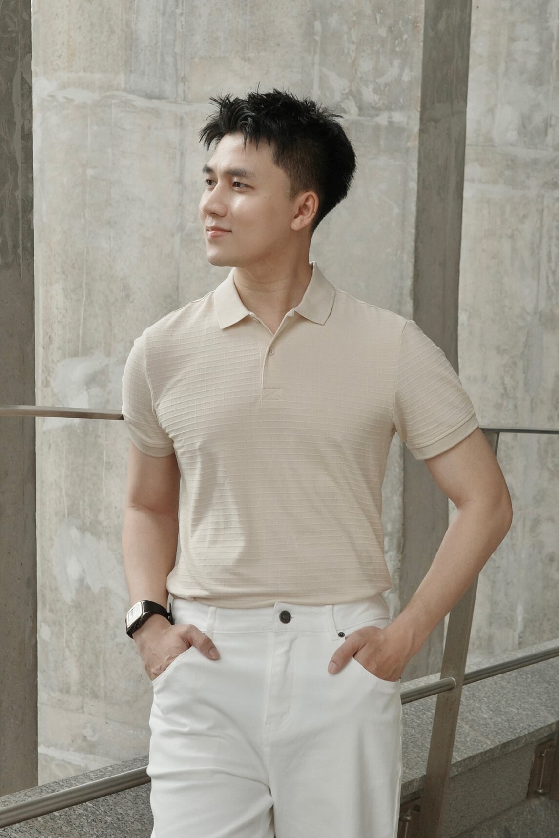 Áo Polo trơn bề mặt hiệu ứng FSTP056 — ảnh phẳng