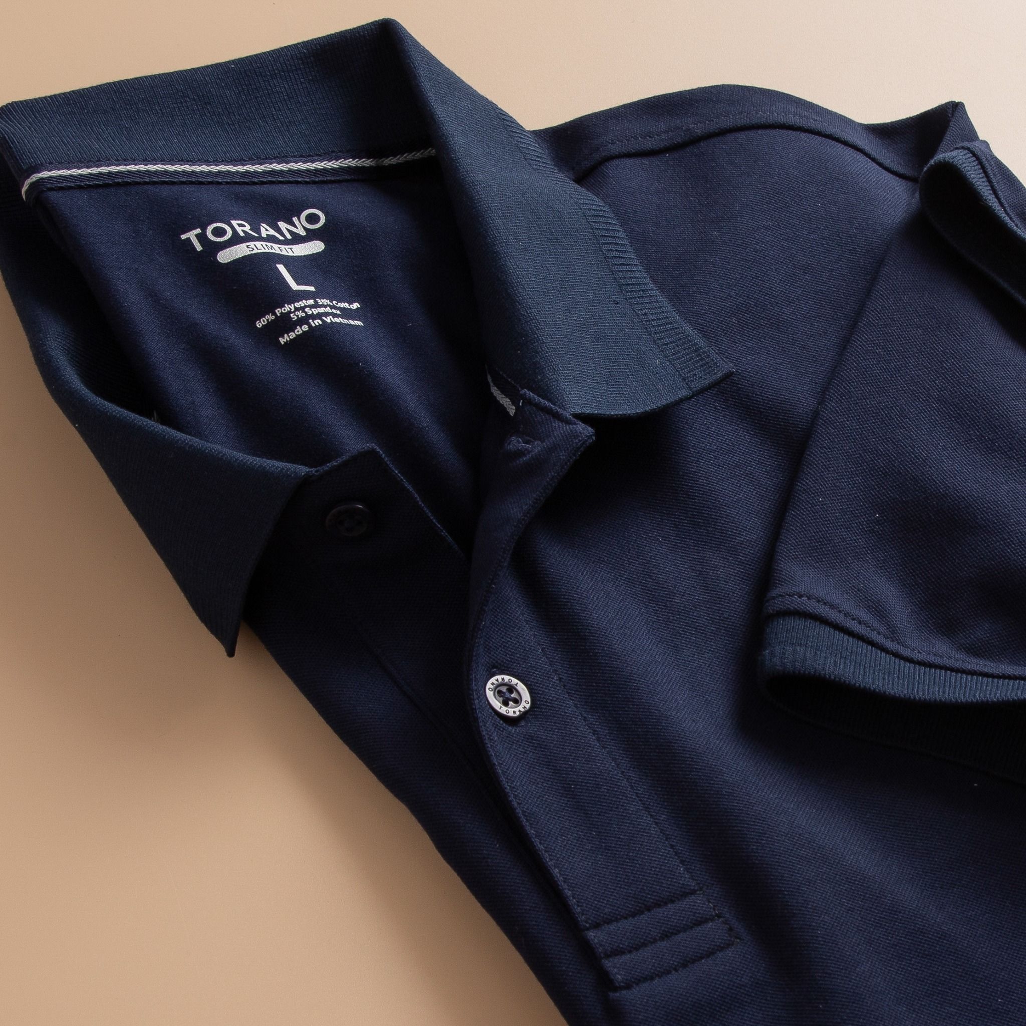  Áo Polo trơn basic thêu logo ngực ESTP038 - Xanh navy 