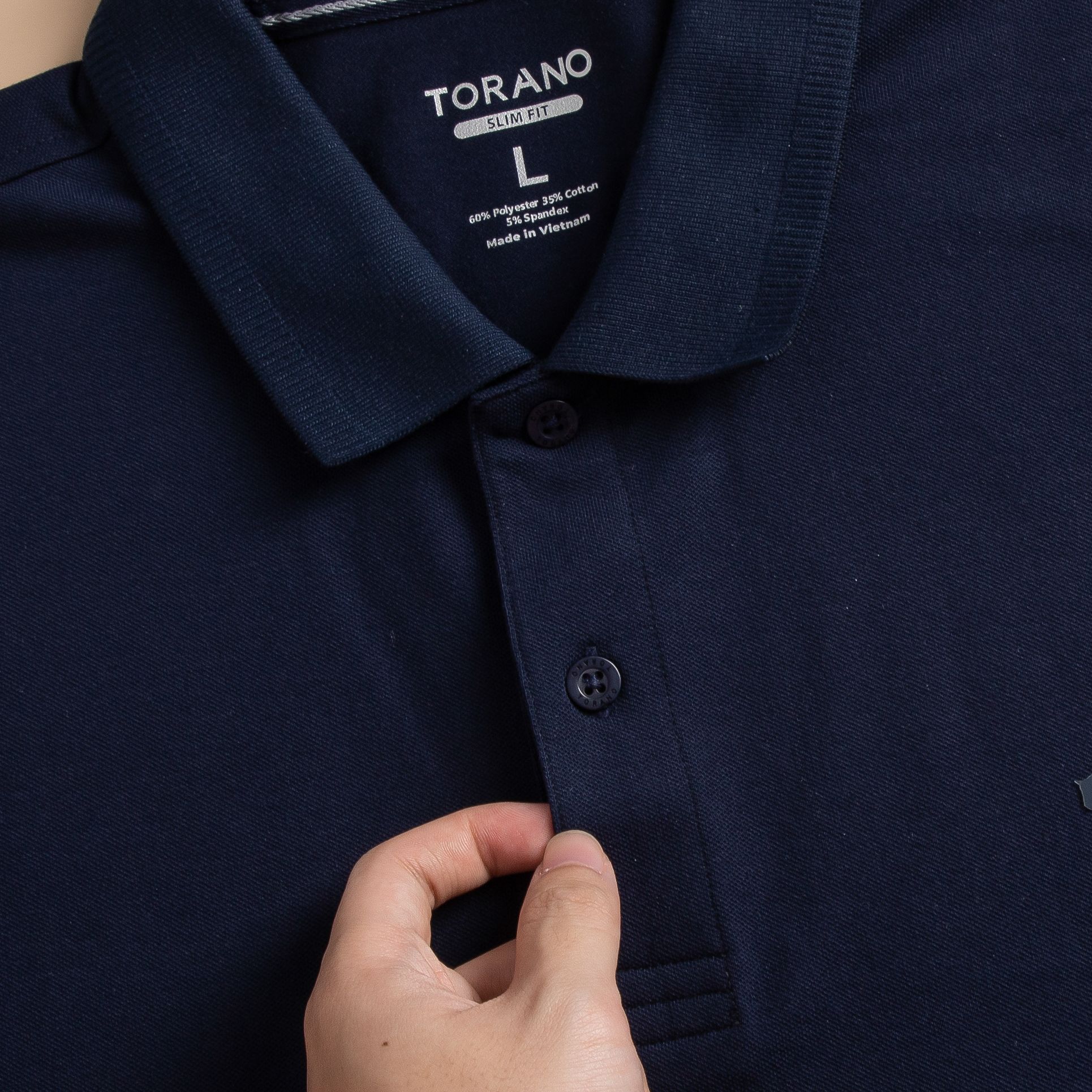  Áo Polo trơn basic thêu logo ngực ESTP038 - Xanh navy 