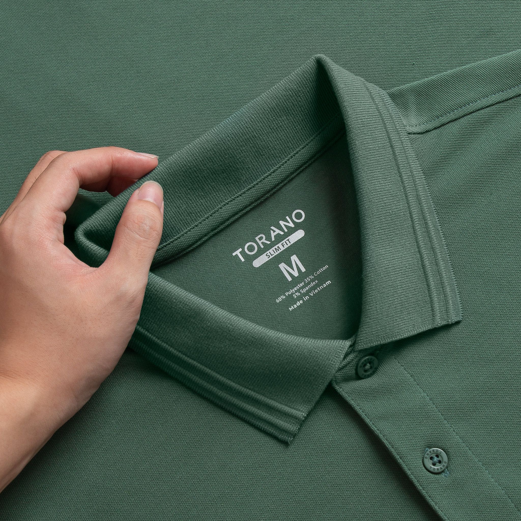  Áo Polo trơn basic thêu logo ngực ESTP038 - Xanh lá cây nhạt 