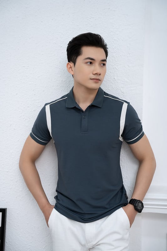 Áo polo can phối tay FSTP002 — ảnh phẳng