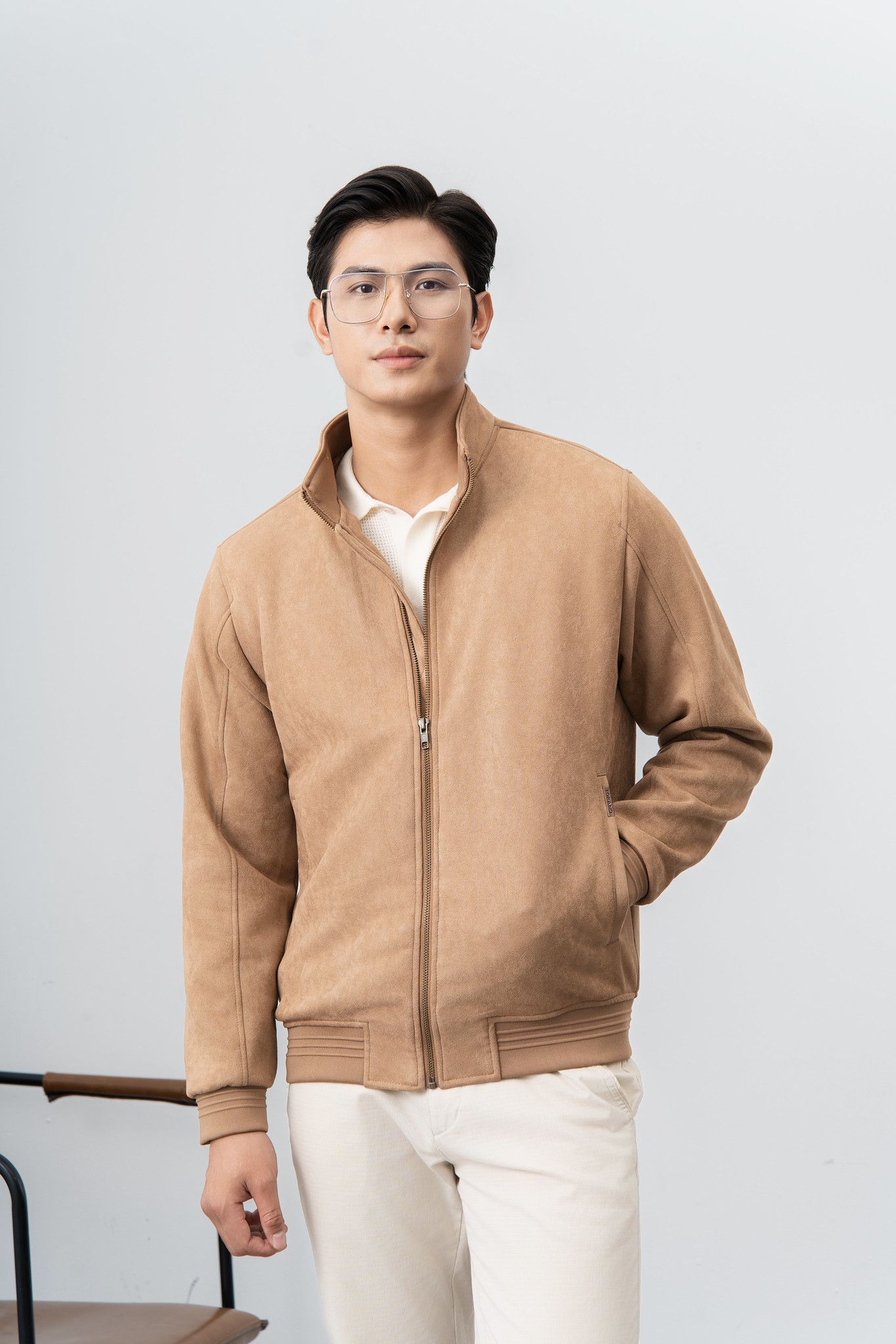  Áo khoác da lộn basic cổ cao FWCL002 