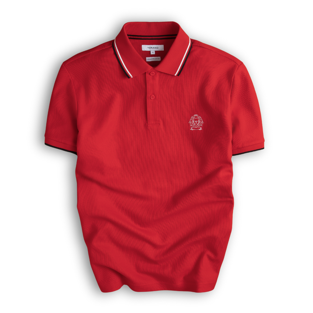  Áo polo trơn bo tay kẻ thêu logo ngực GSTP602 