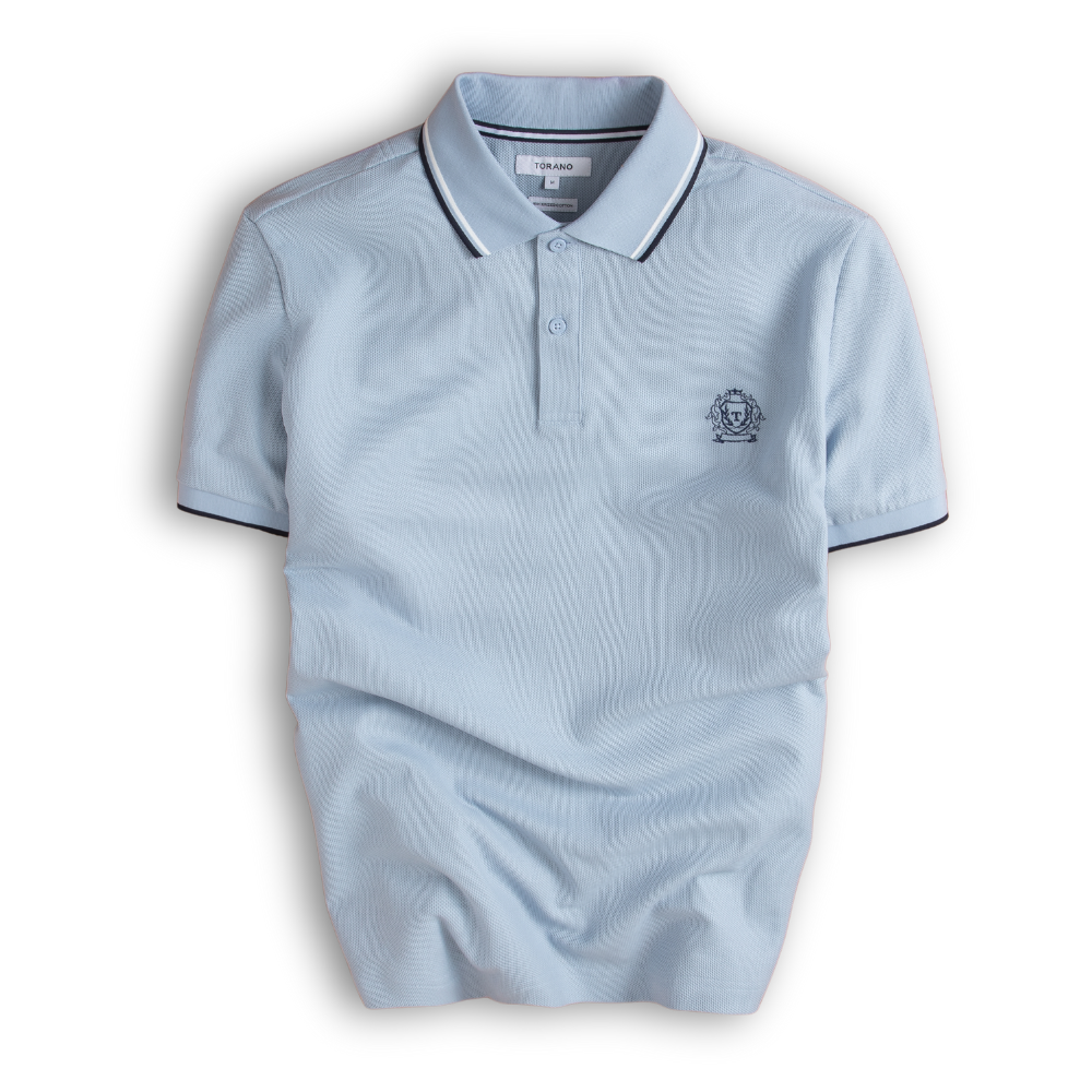  Áo polo trơn bo tay kẻ thêu logo ngực GSTP602 