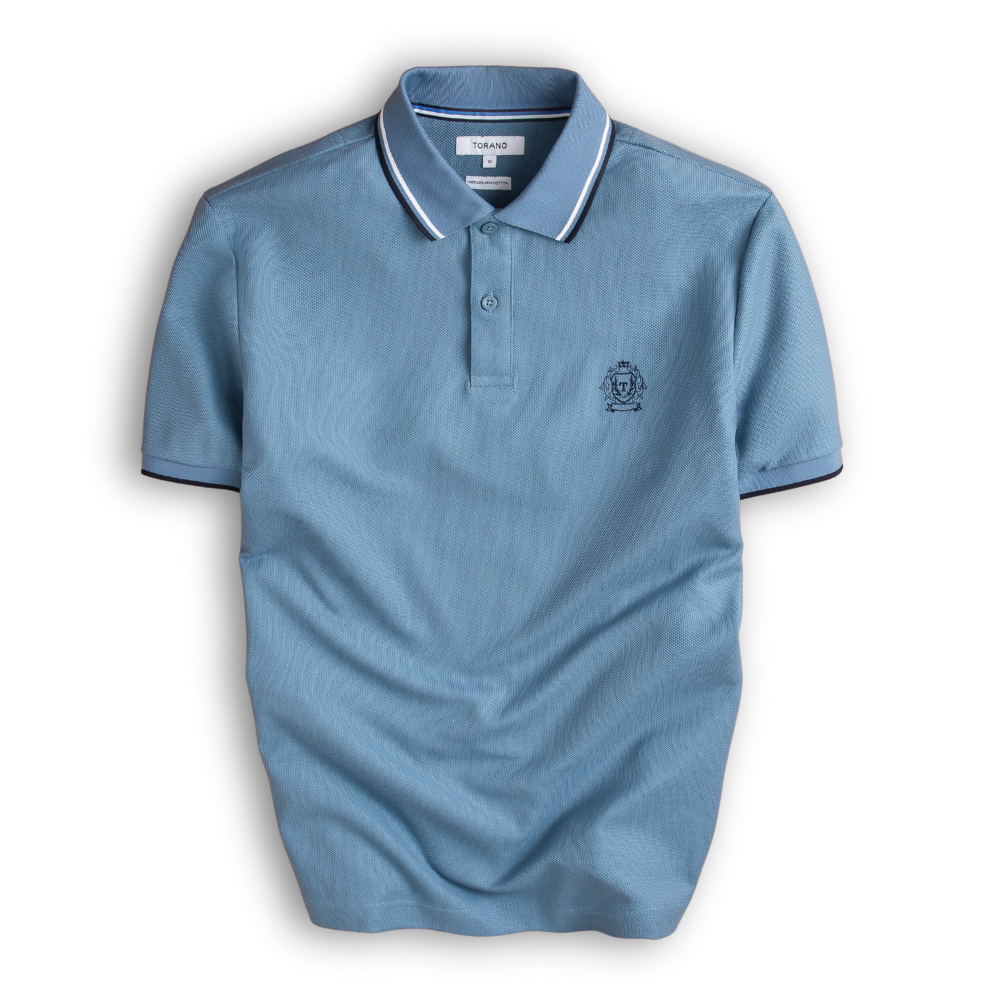  Áo polo trơn bo tay kẻ thêu logo ngực GSTP602 