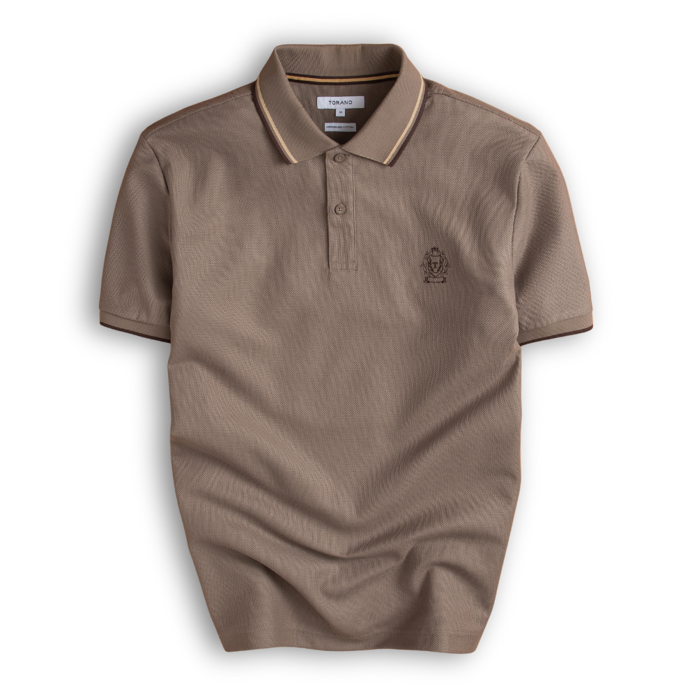  Áo polo trơn bo tay kẻ thêu logo ngực GSTP602 
