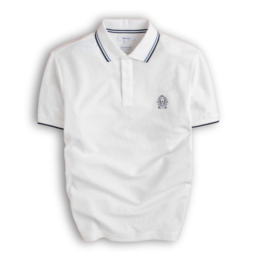 Áo polo trơn bo tay kẻ thêu logo ngực GSTP602 