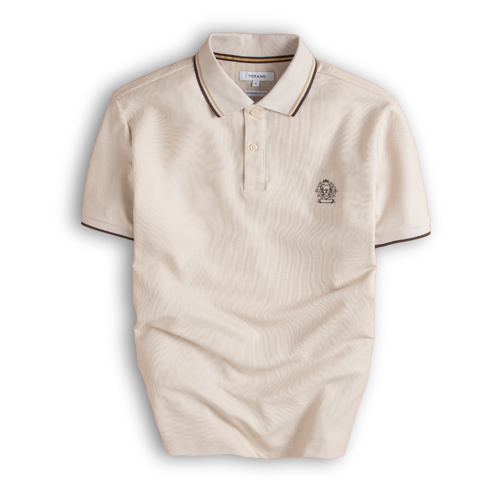  Áo polo trơn bo tay kẻ thêu logo ngực GSTP602 