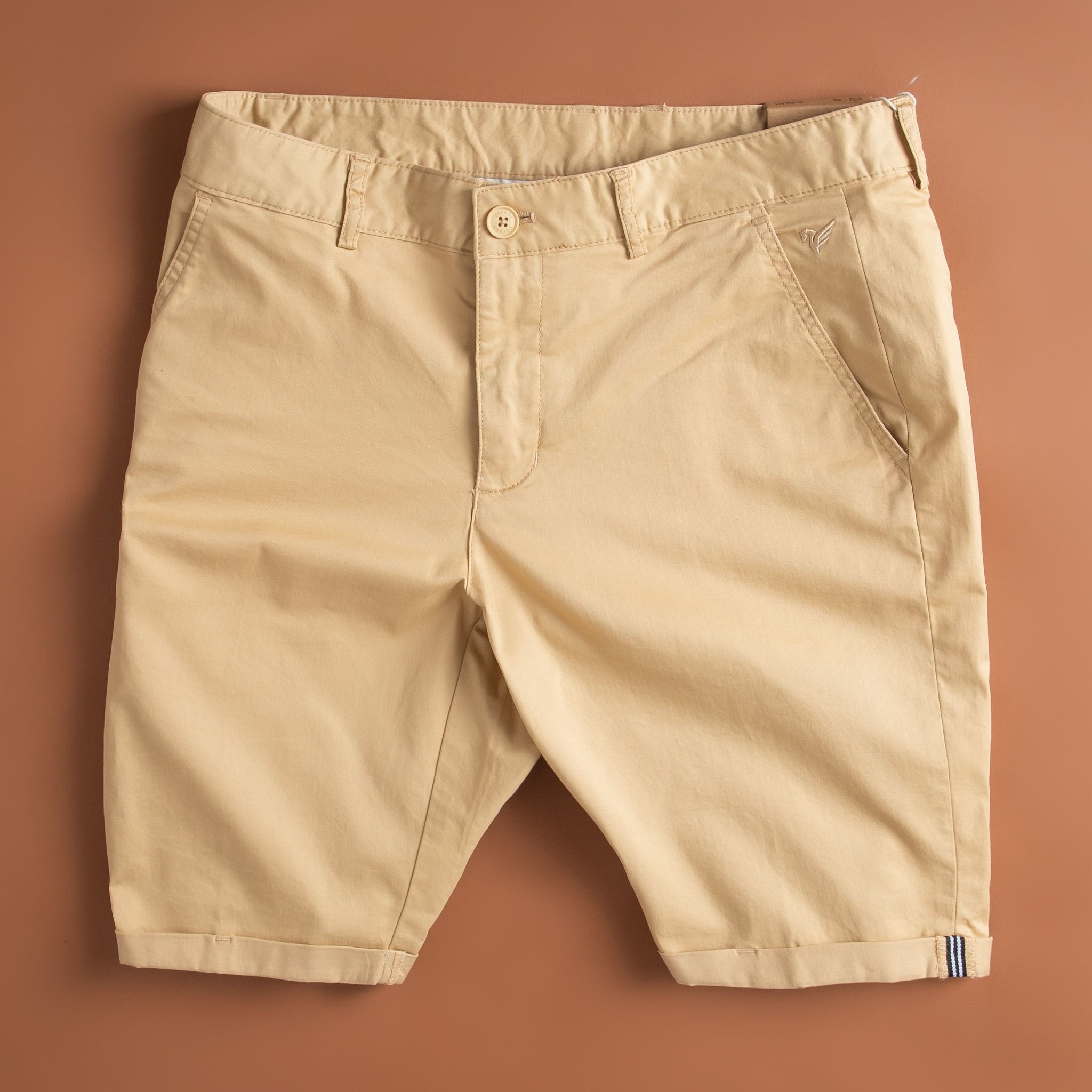  Quần short kaki basic, gấp LV bọc viền dây dệt sườn ESBK002 