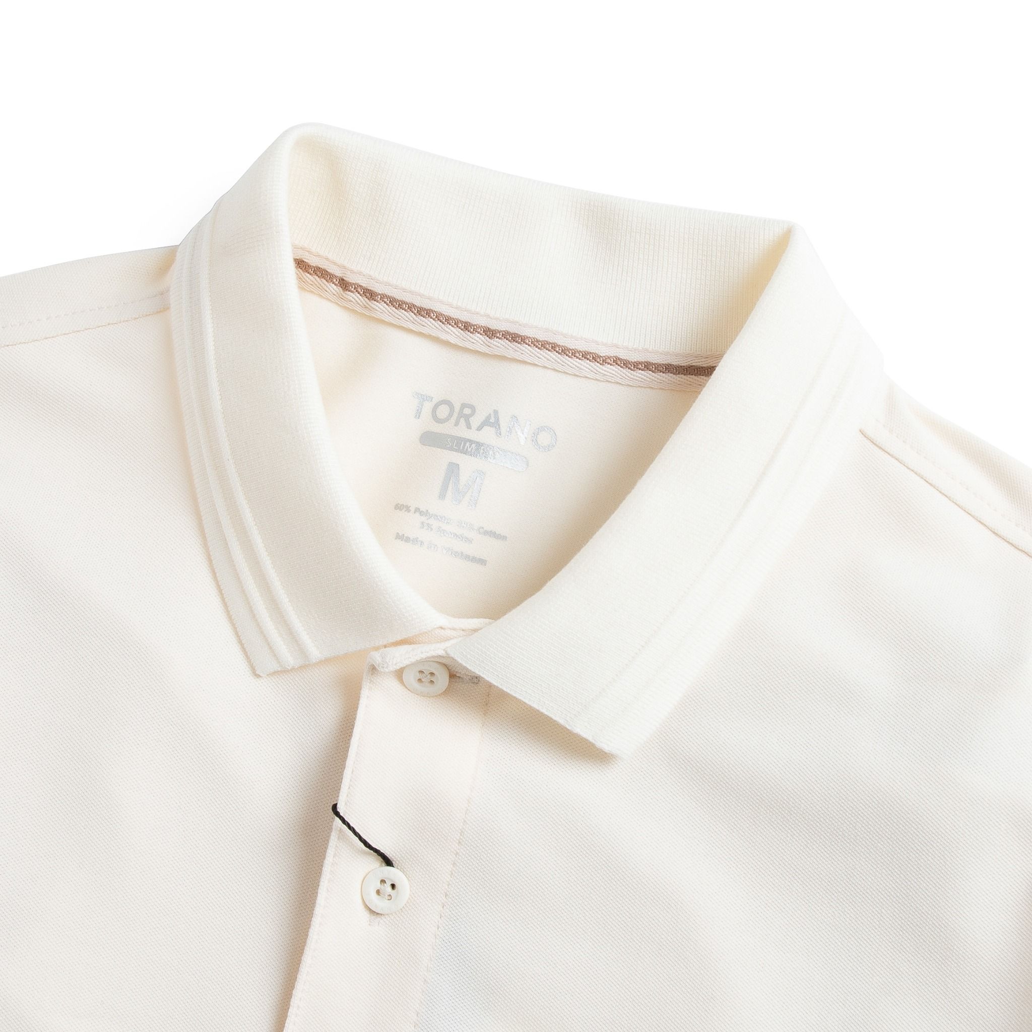  Áo Polo trơn basic thêu logo ngực ESTP038 - Trắng kem 