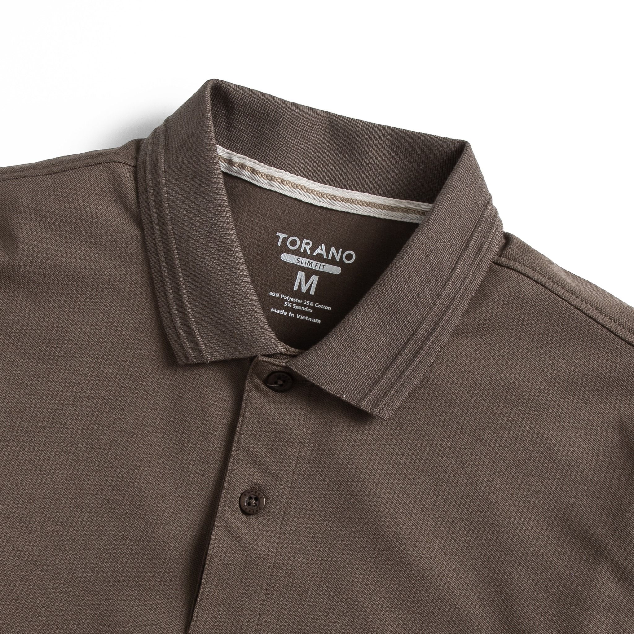  Áo Polo trơn basic thêu logo ngực ESTP038 - Nâu 