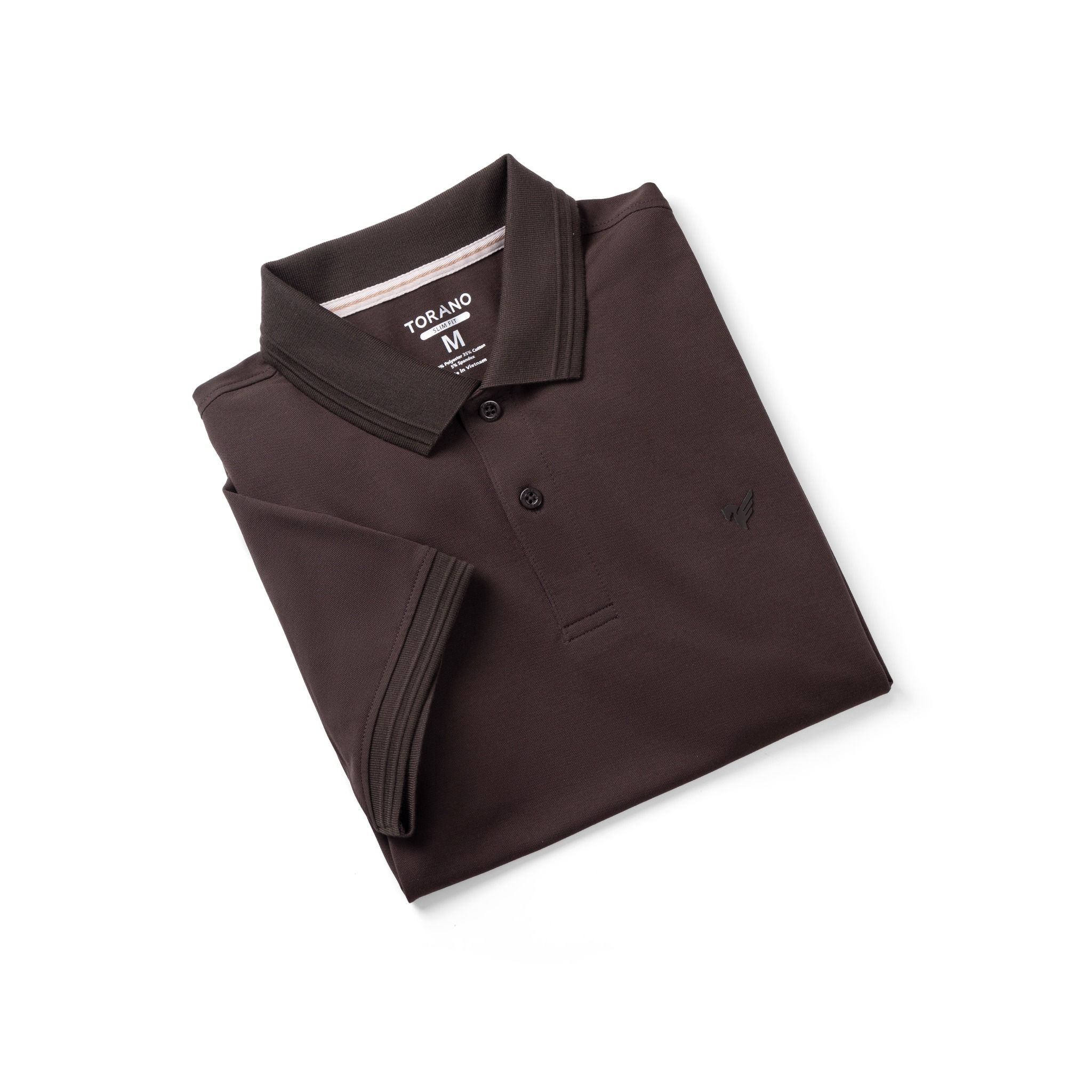  Áo Polo trơn basic thêu logo ngực ESTP038 - Nâu đậm 
