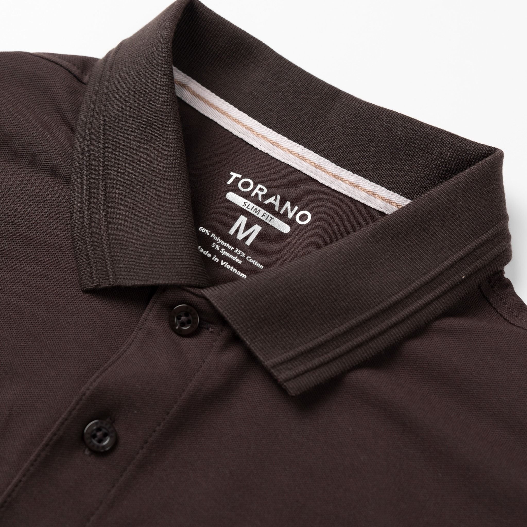  Áo Polo trơn basic thêu logo ngực ESTP038 - Nâu đậm 