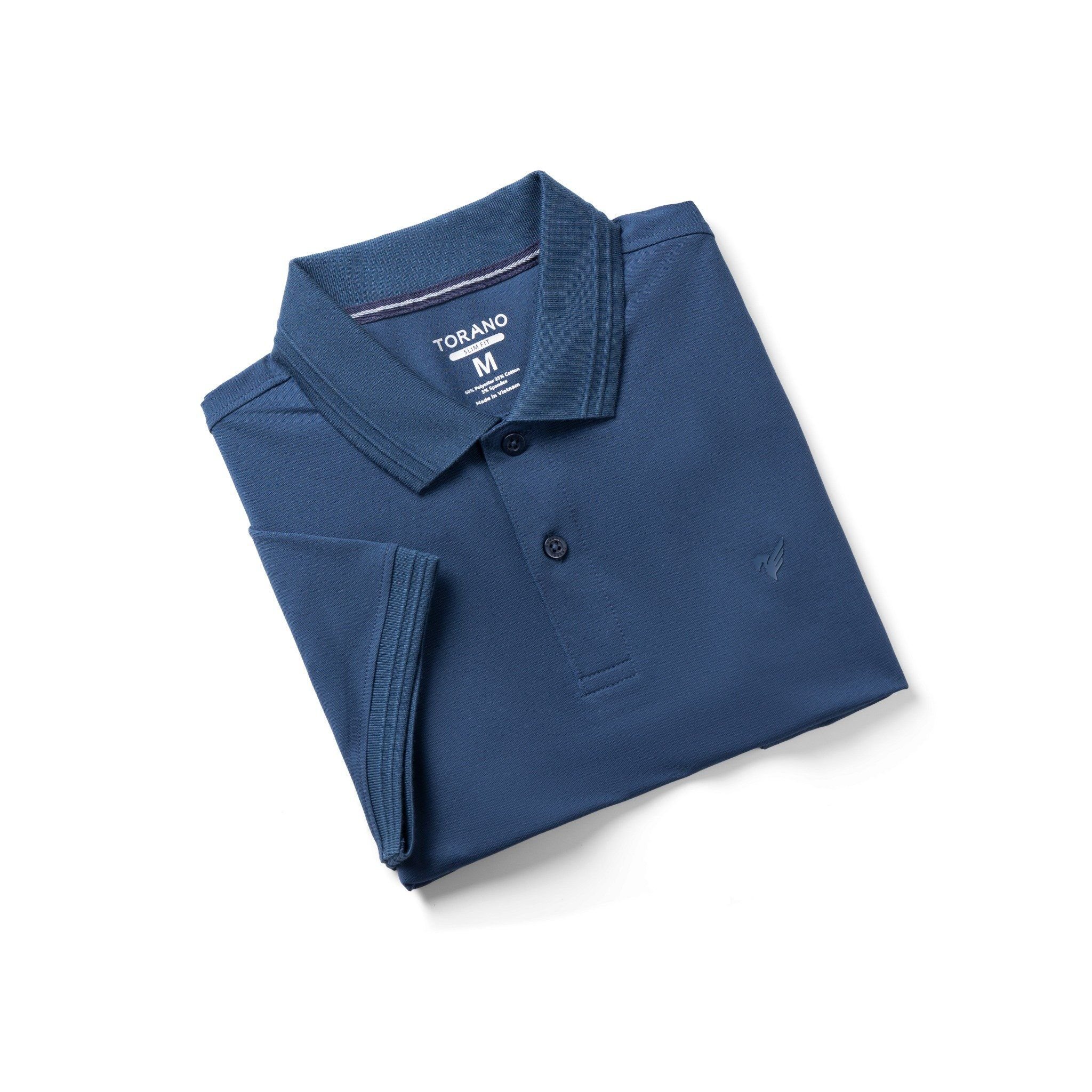  Áo Polo trơn basic thêu logo ngực ESTP038 - Xanh da trời đậm 