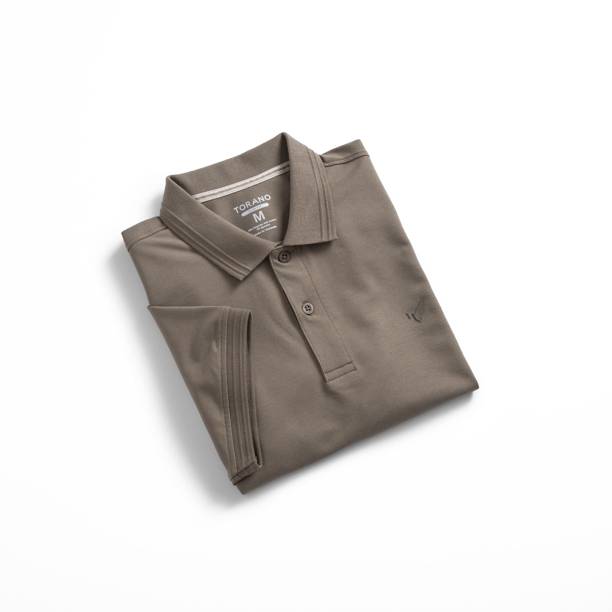  Áo Polo trơn basic thêu logo ngực ESTP038 - Nâu nhạt 