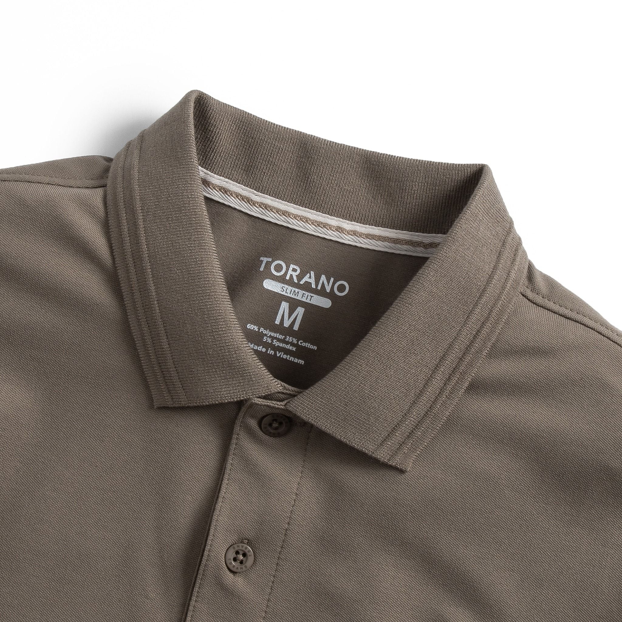  Áo Polo trơn basic thêu logo ngực ESTP038 - Nâu nhạt 