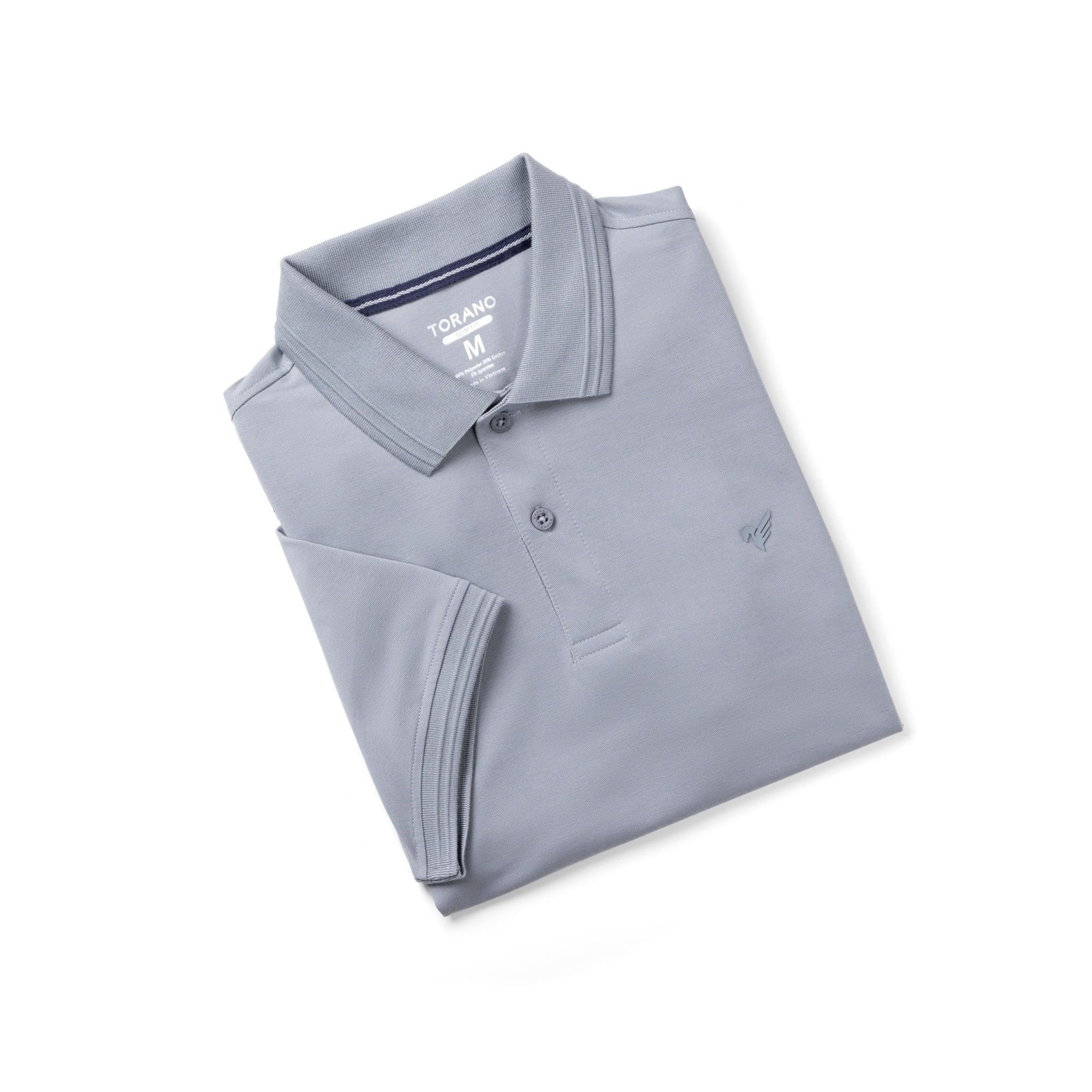  Áo Polo trơn basic thêu logo ngực ESTP038 - Xanh đá nhạt 