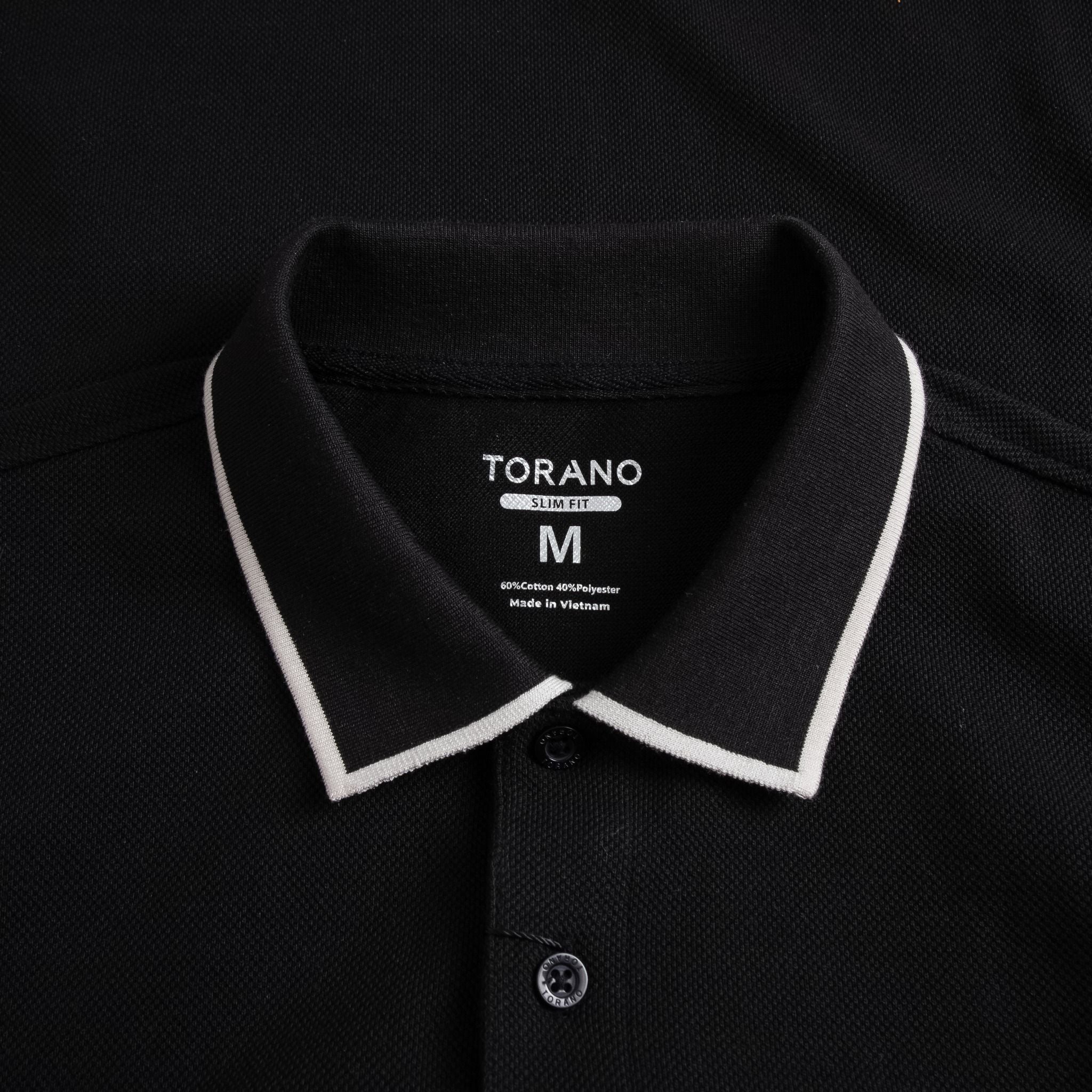  Áo polo trơn bo kẻ logo ngực FSTP009 