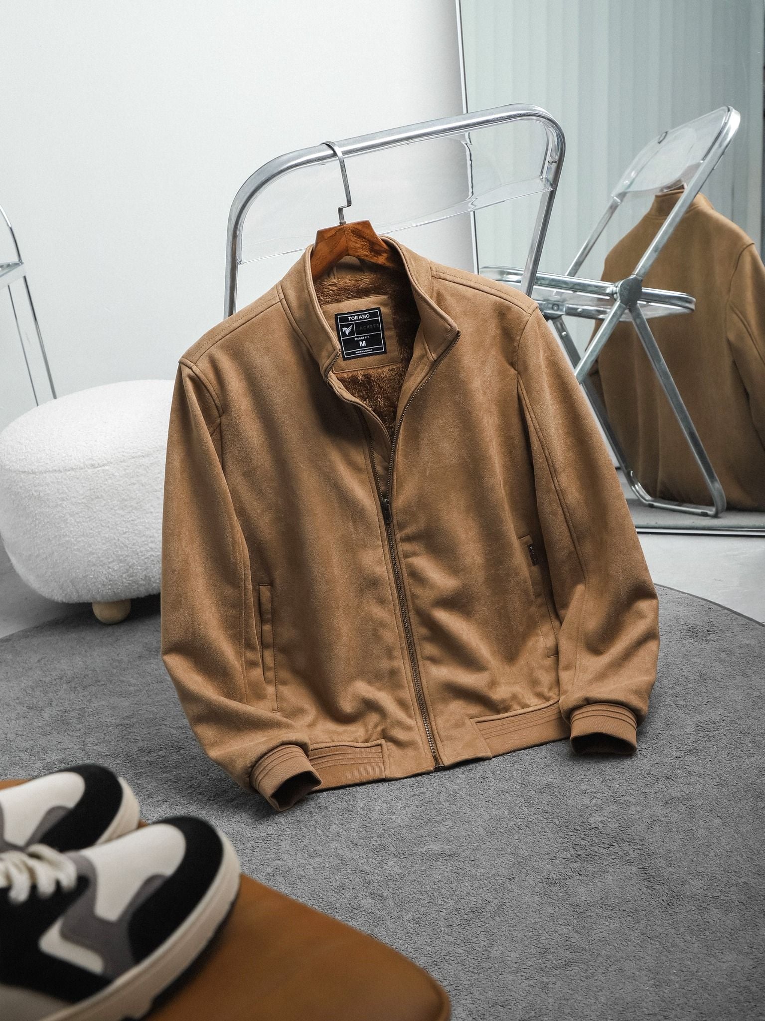  Áo khoác da lộn basic cổ cao FWCL002 