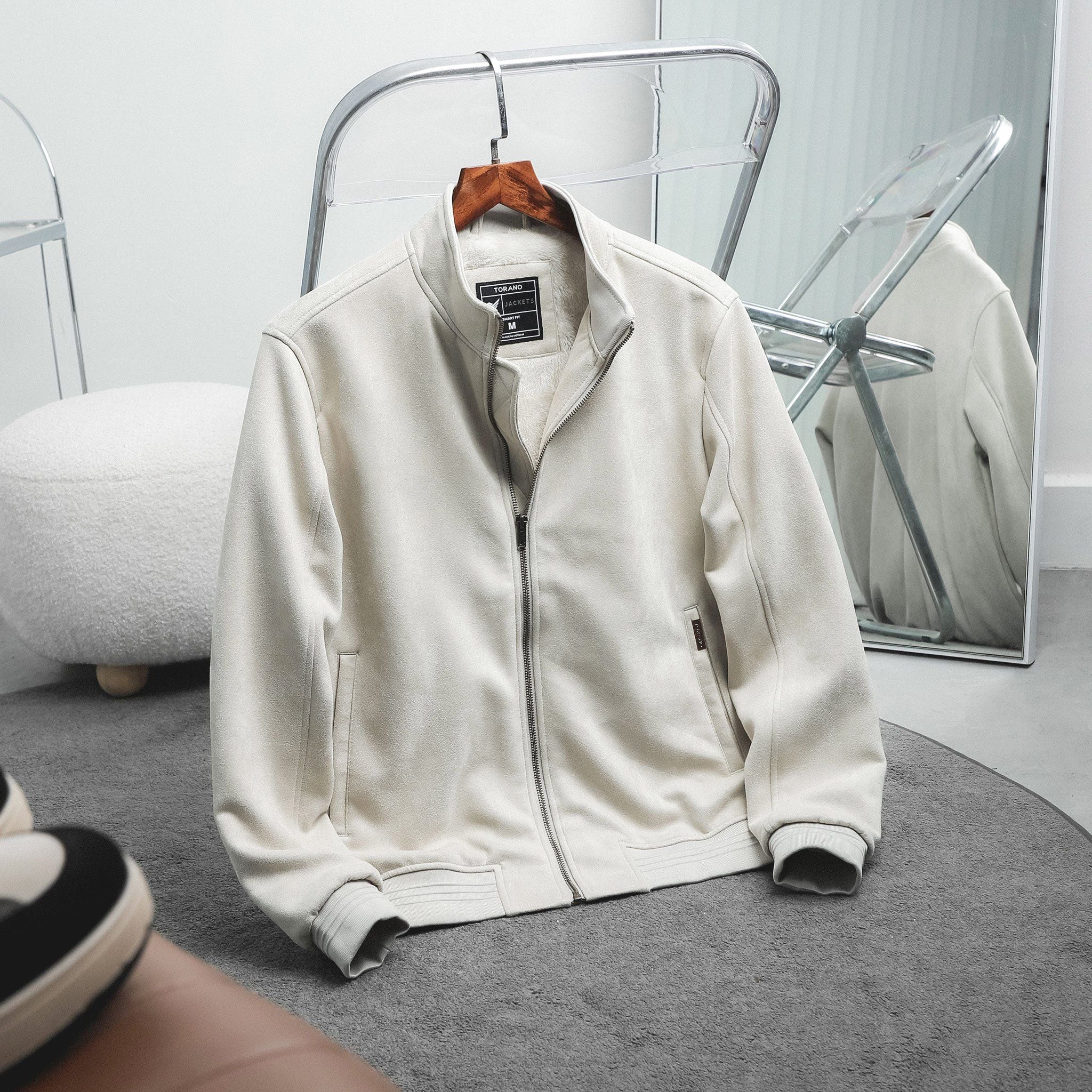  Áo khoác da lộn basic cổ cao FWCL002 