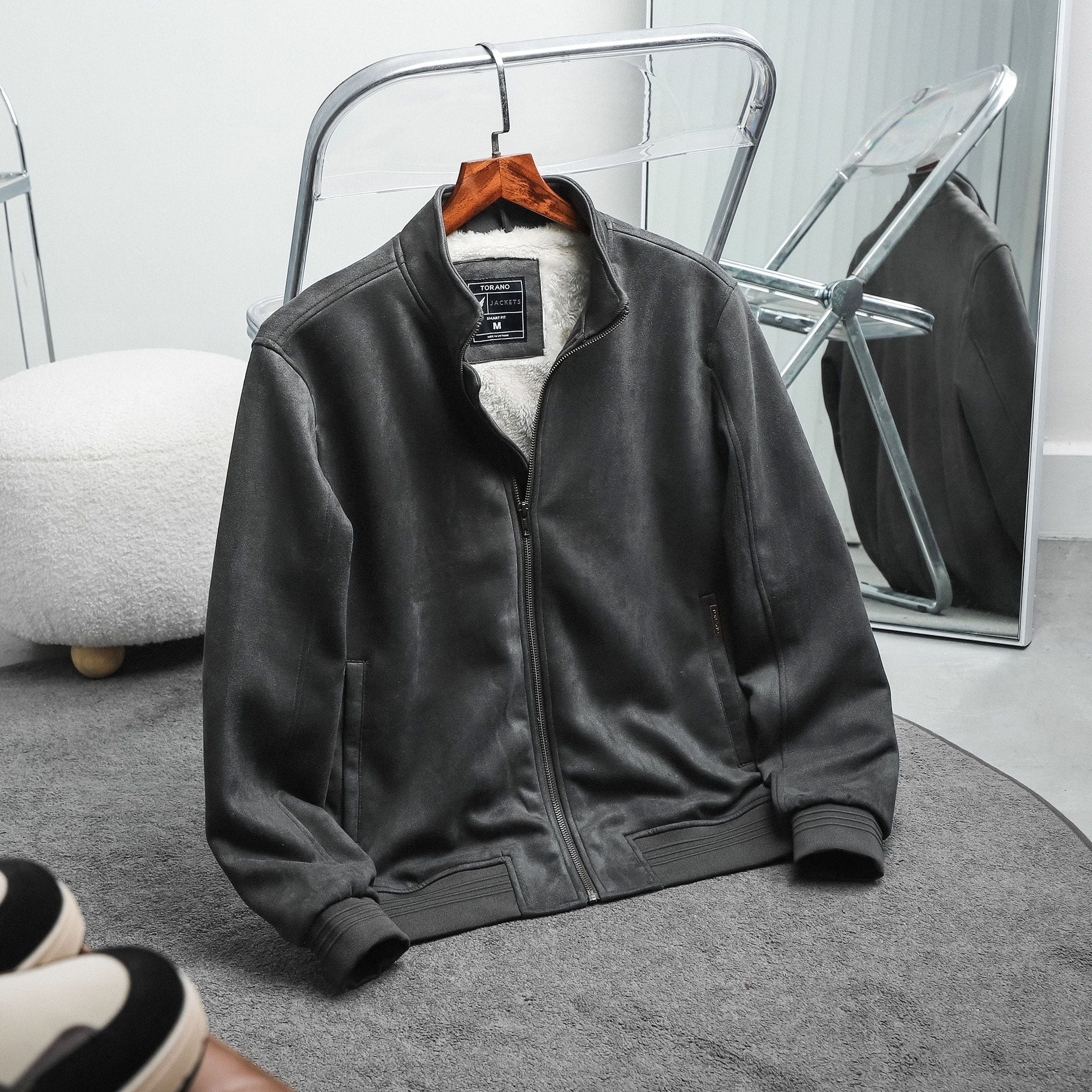  Áo khoác da lộn basic cổ cao FWCL002 