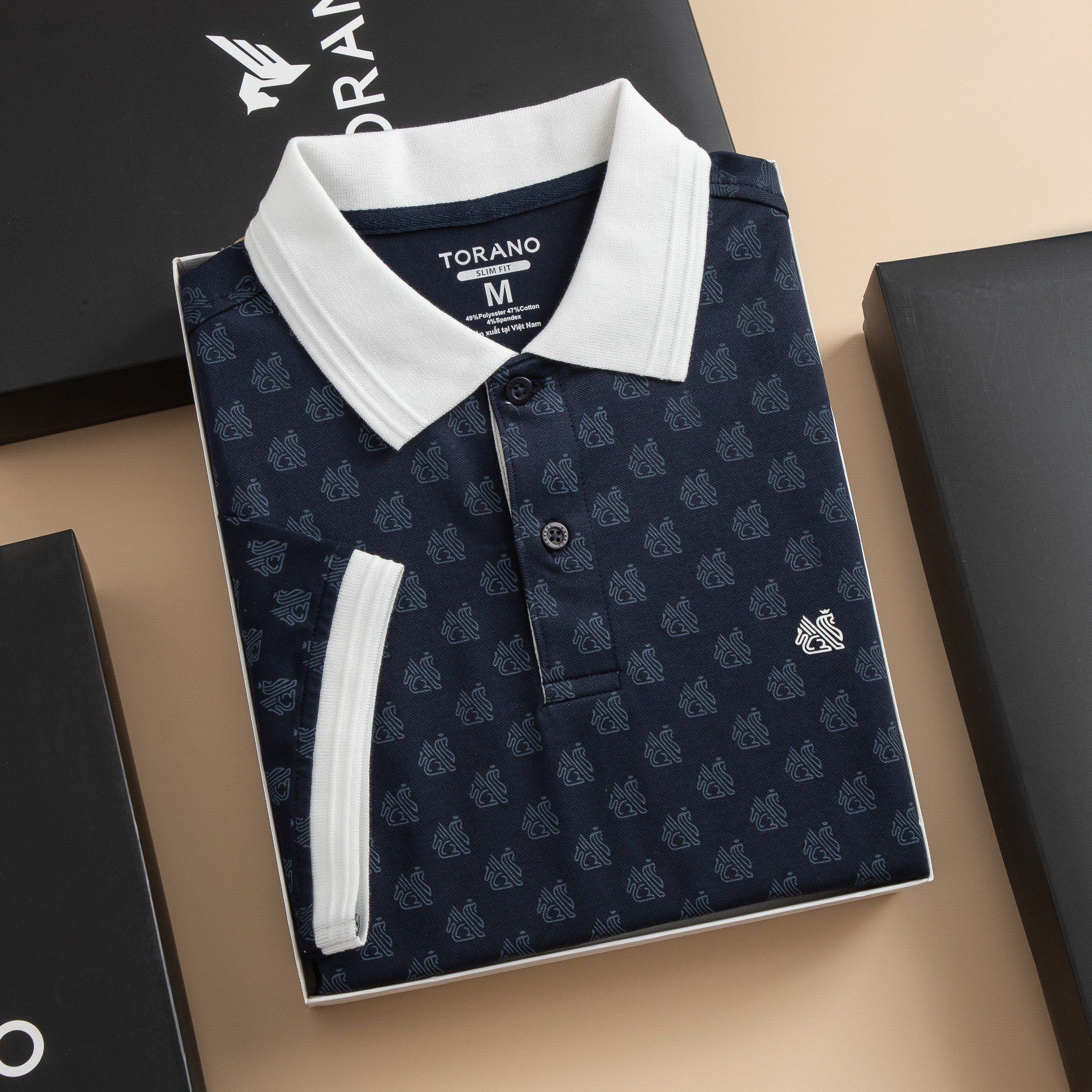  Áo polo monogram in tràn họa tiết GSTP051 