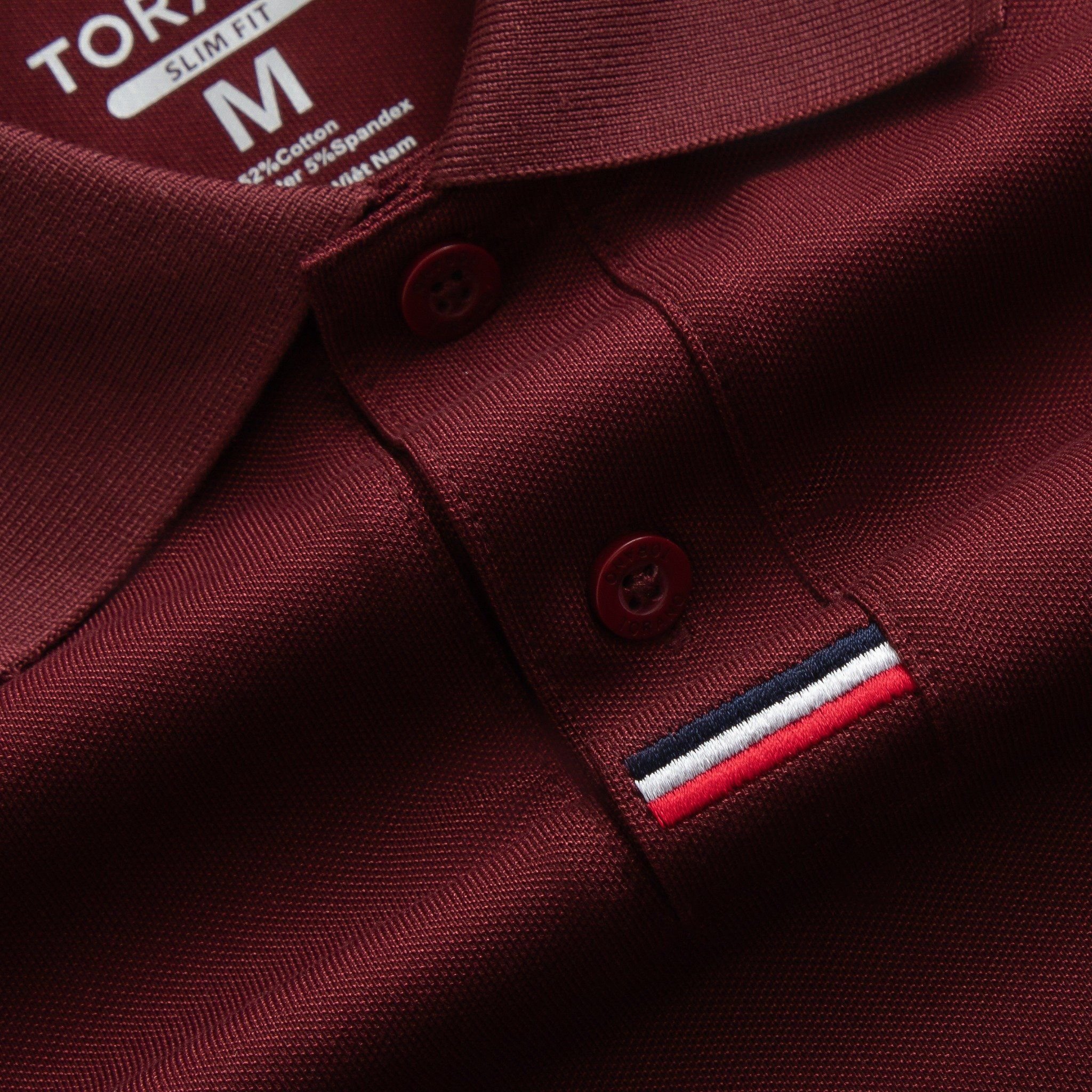  Áo polo trơn bo kẻ thêu logo ngực GSTP066 