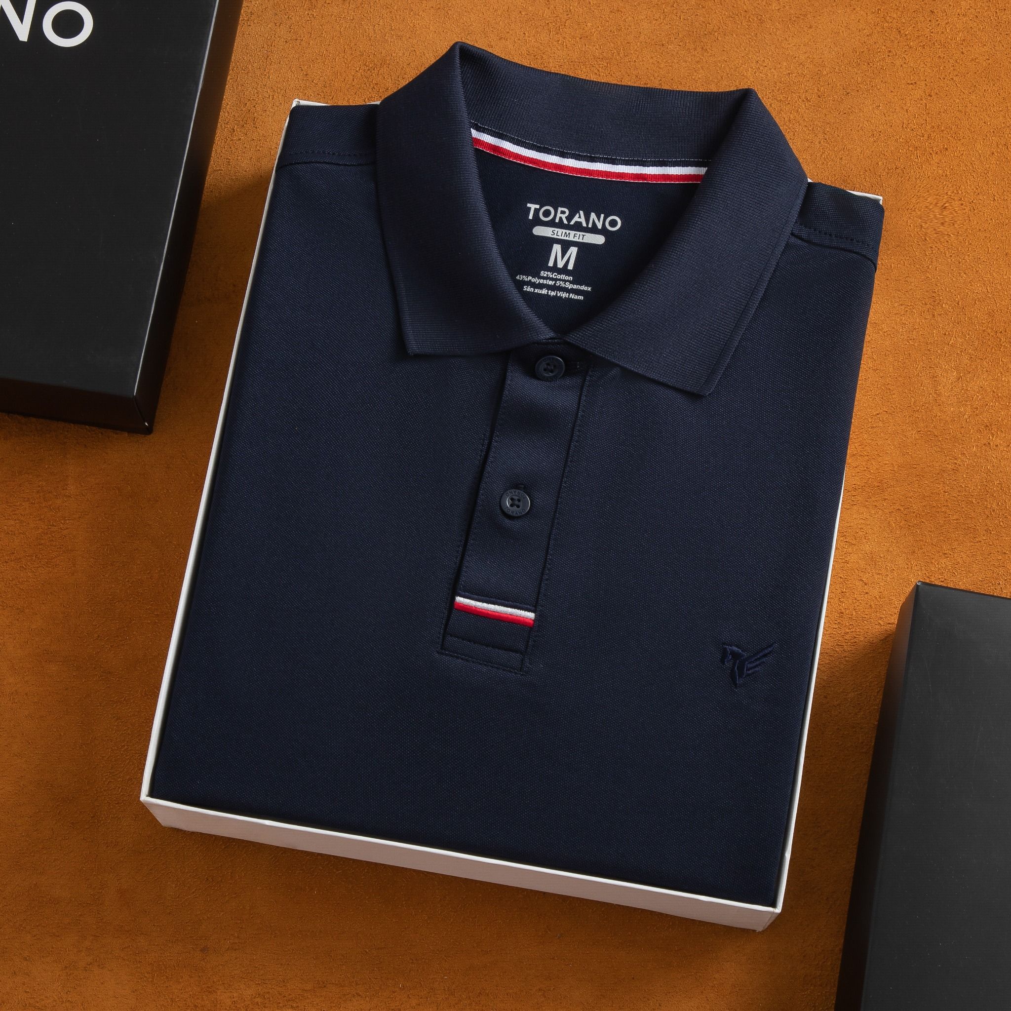  Áo polo trơn bo kẻ thêu logo ngực GSTP066 
