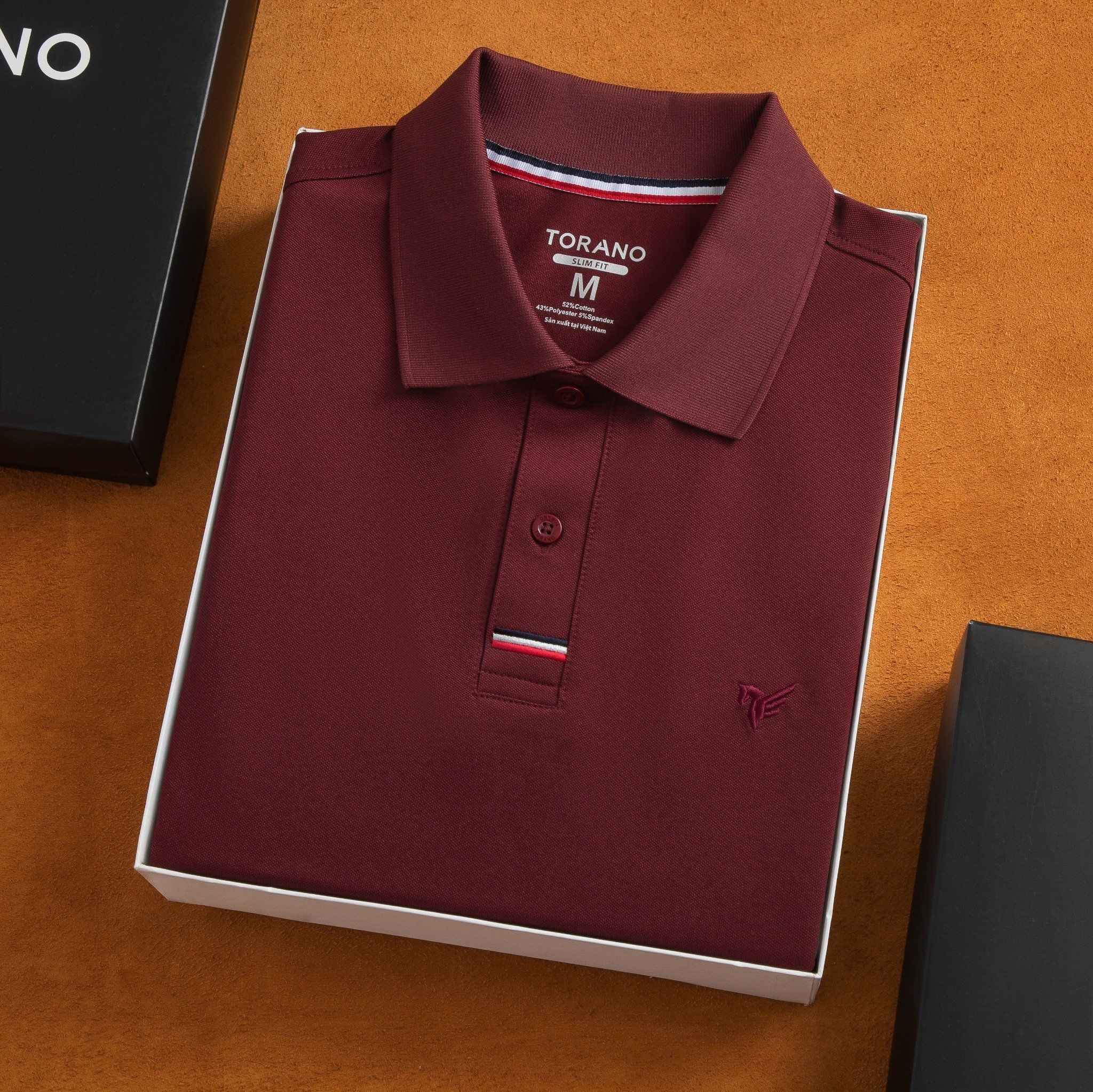  Áo polo trơn bo kẻ thêu logo ngực GSTP066 