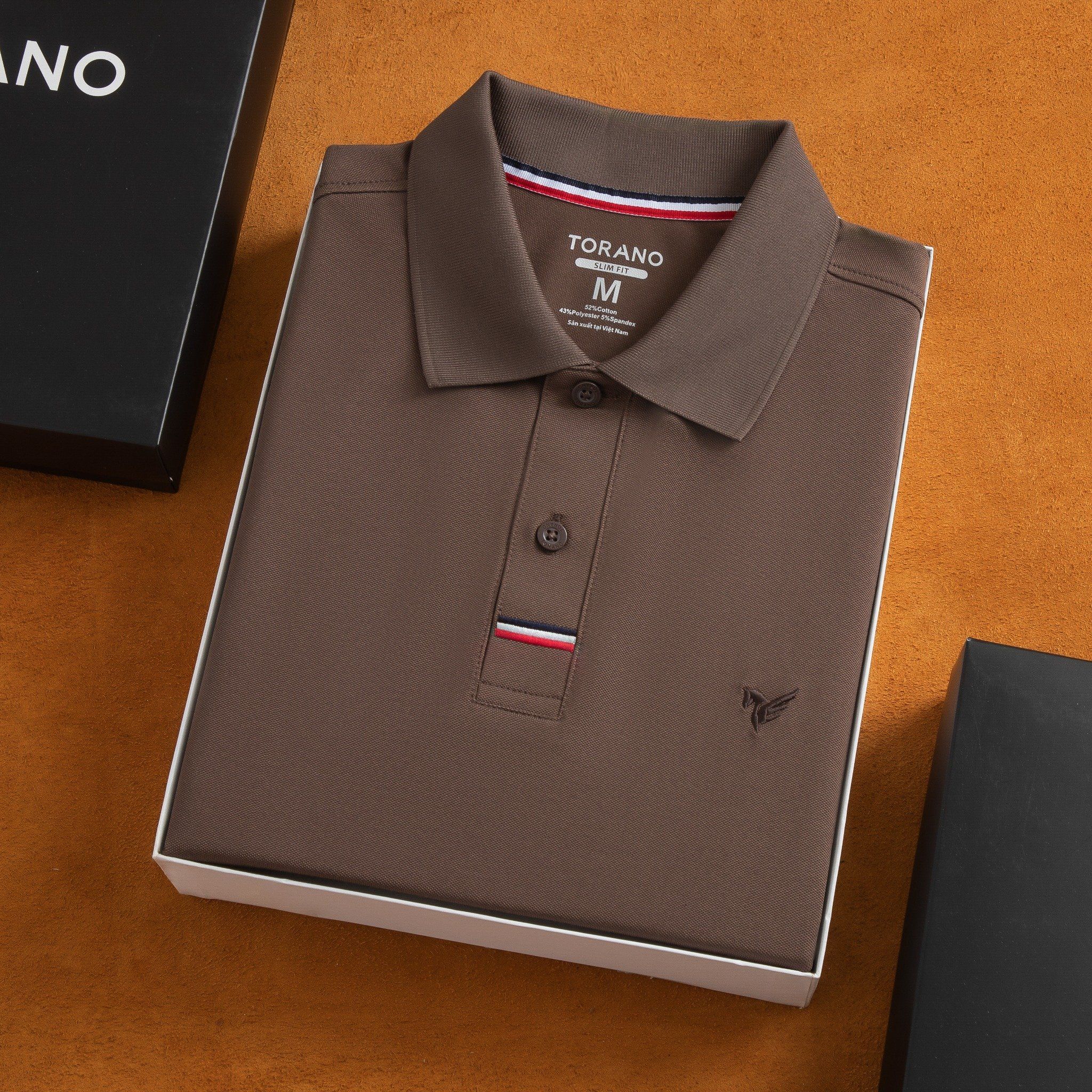  Áo polo trơn bo kẻ thêu logo ngực GSTP066 