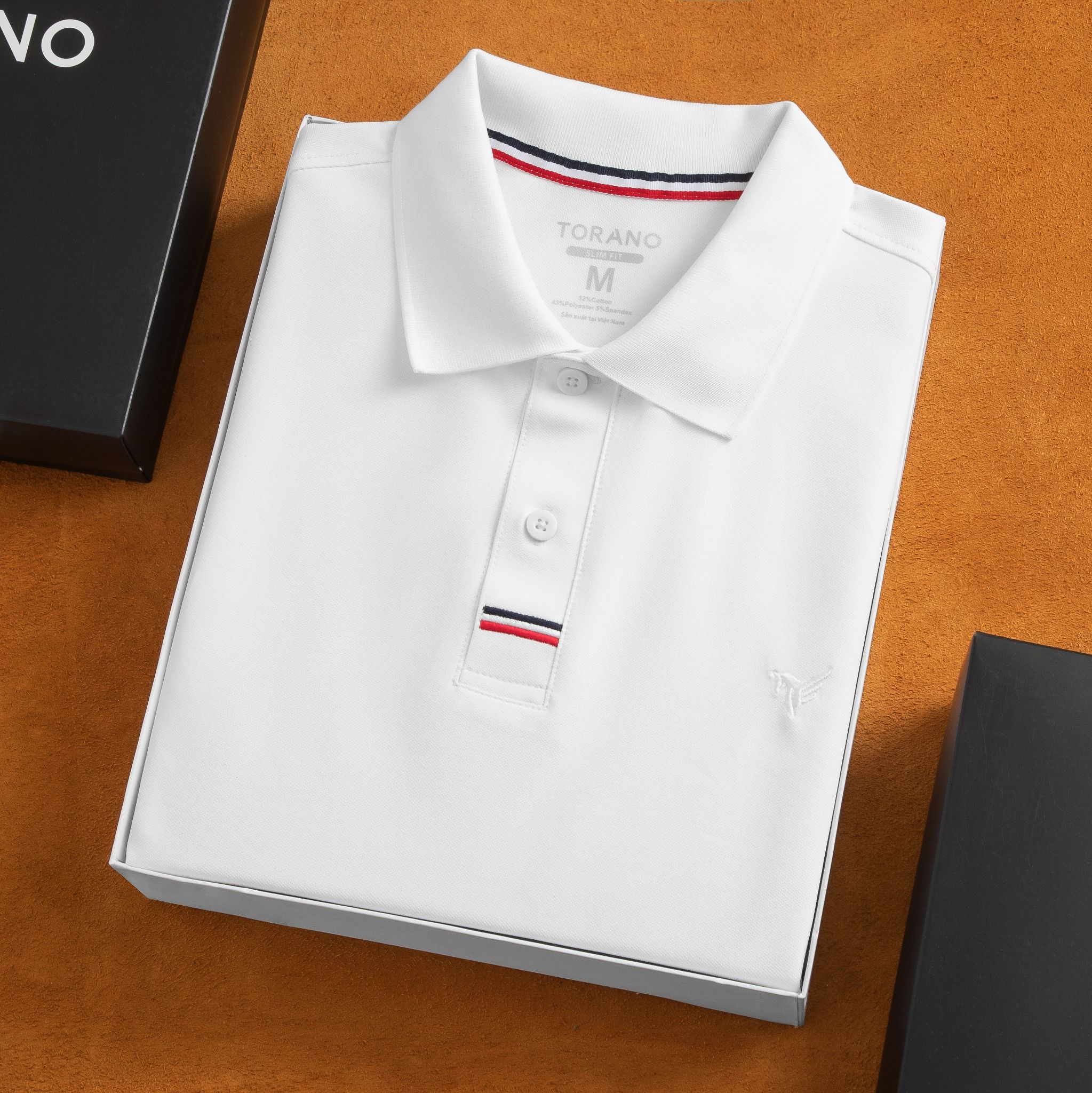  Áo polo trơn bo kẻ thêu logo ngực GSTP066 