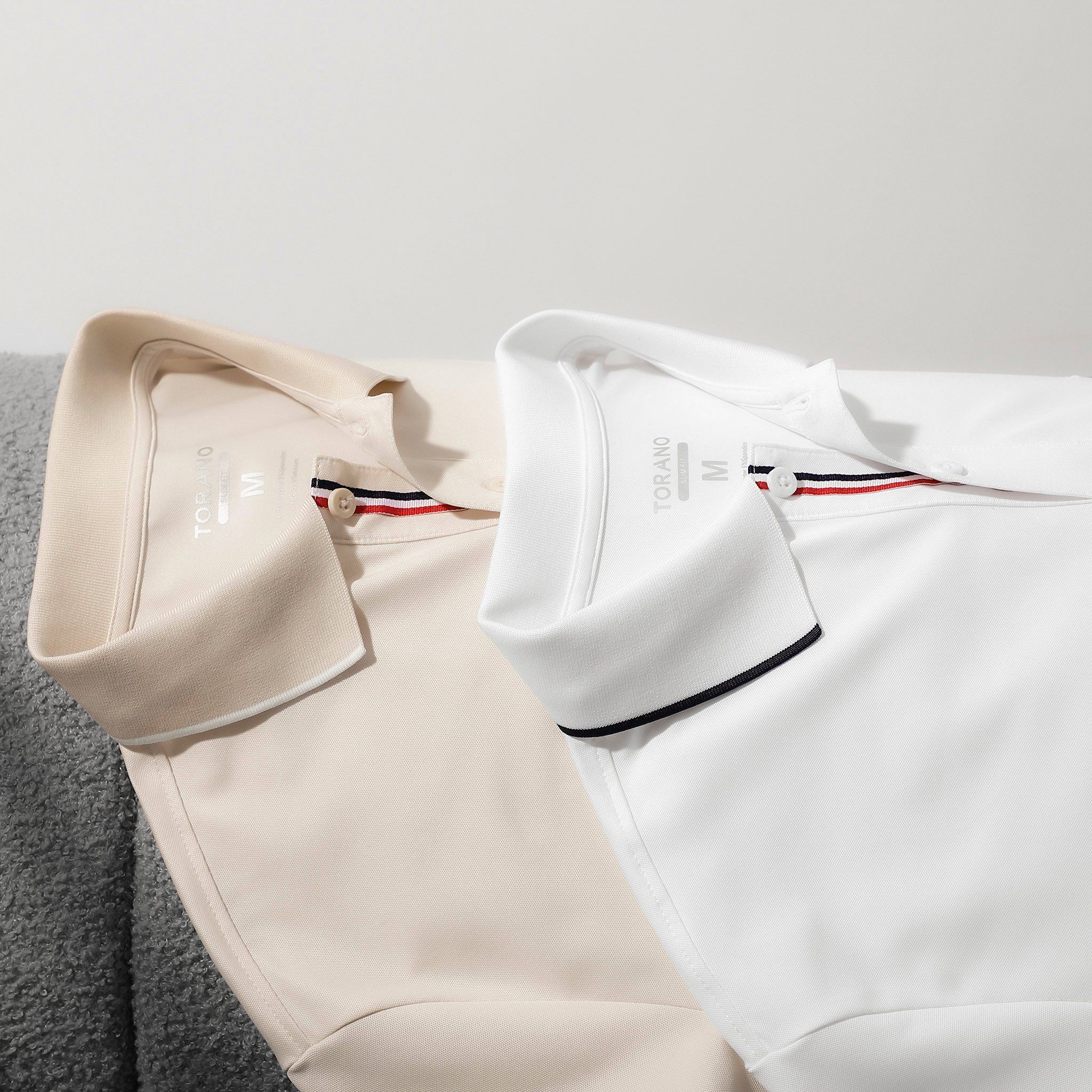  Áo polo trơn bo kẻ thêu logo ngực GSTP048 