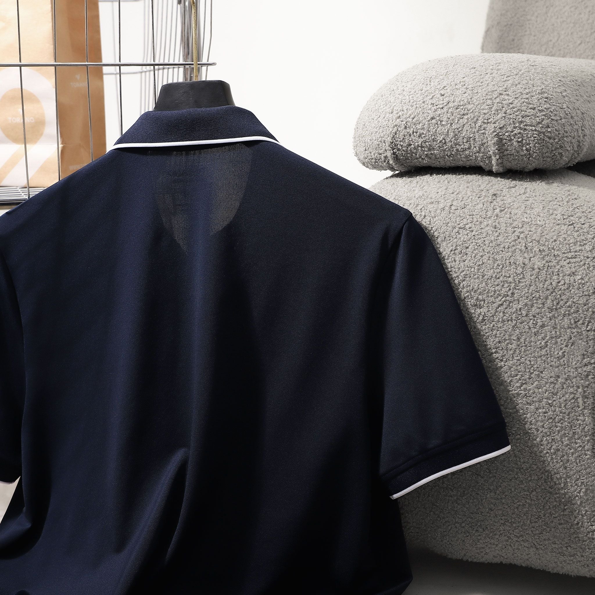  Áo polo trơn bo kẻ thêu logo ngực GSTP048 