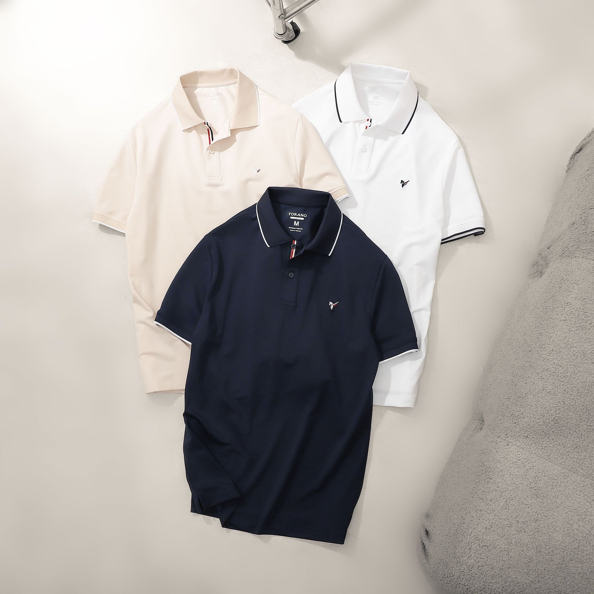  Áo polo trơn bo kẻ thêu logo ngực GSTP048 