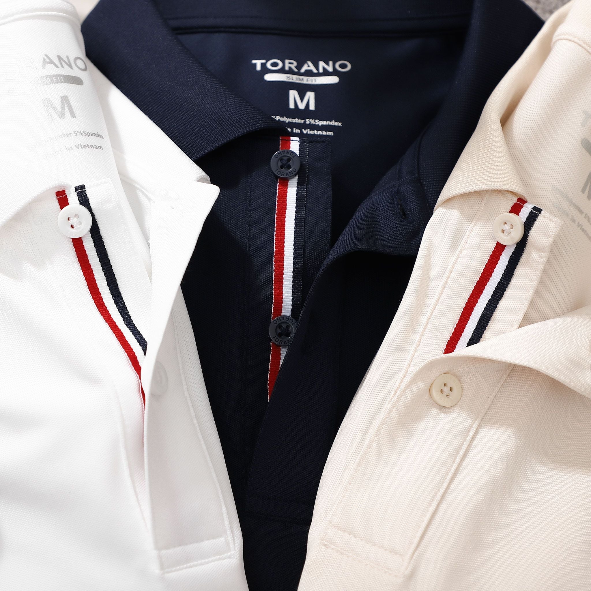  Áo polo trơn bo kẻ thêu logo ngực GSTP048 