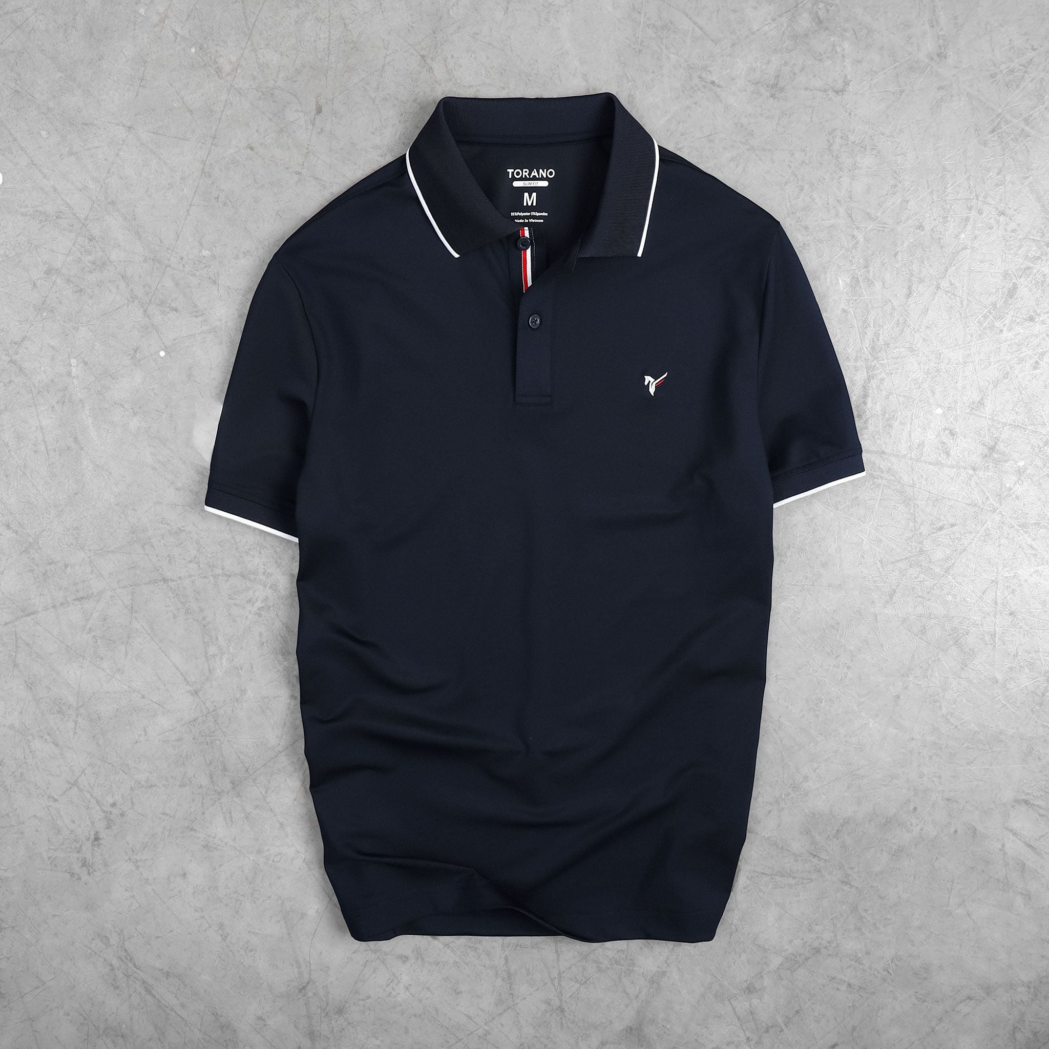  Áo polo trơn bo kẻ thêu logo ngực GSTP048 