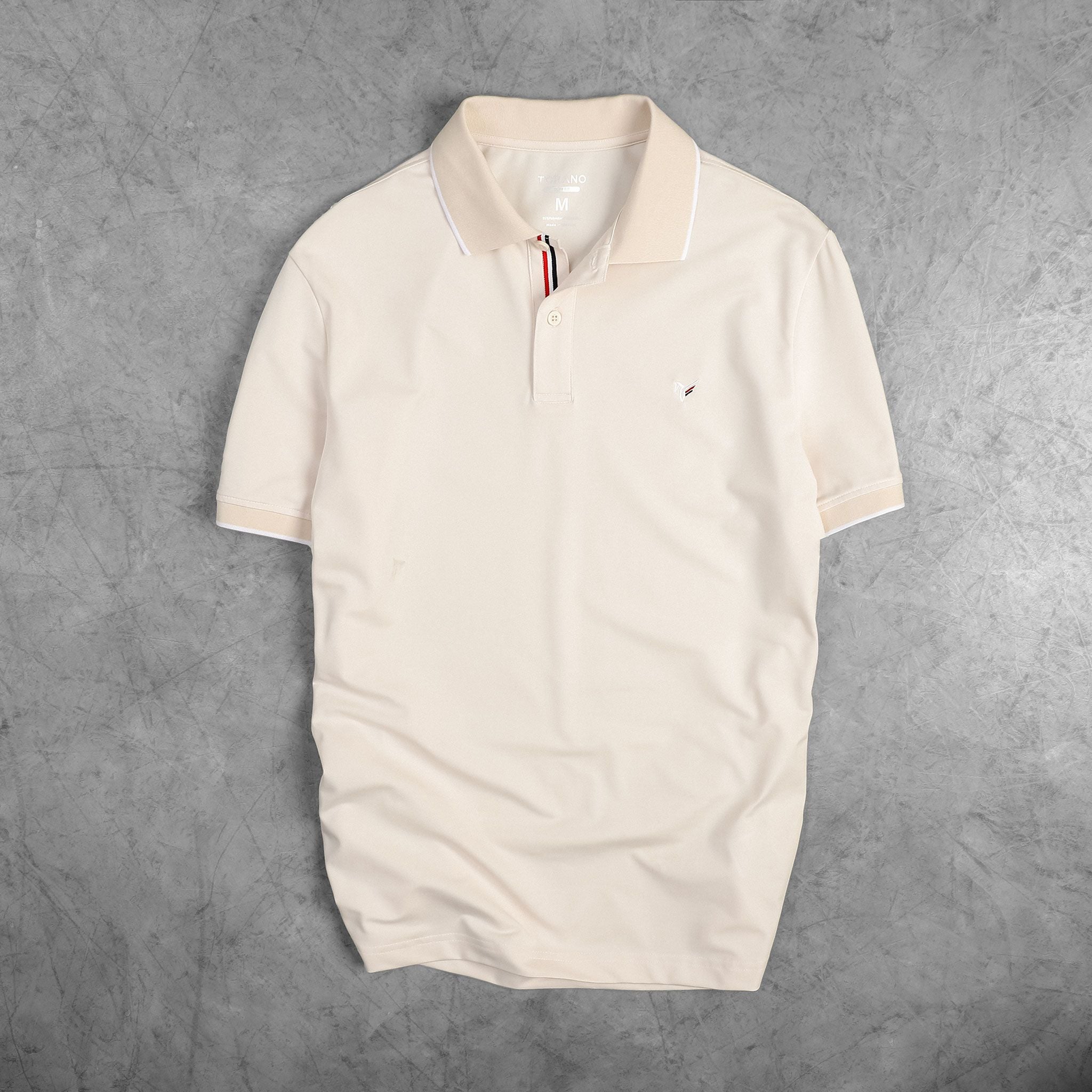  Áo polo trơn bo kẻ thêu logo ngực GSTP048 