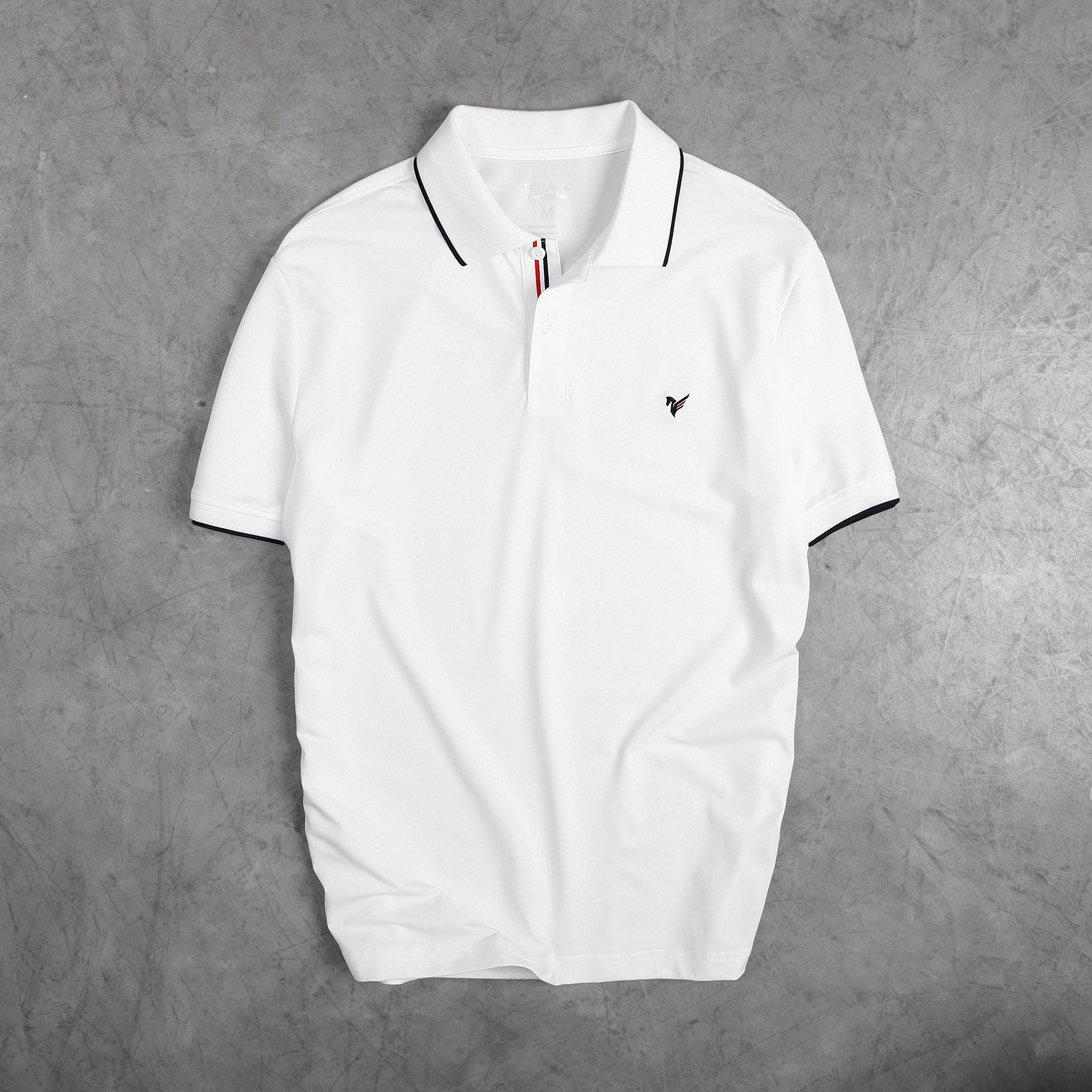  Áo polo trơn bo kẻ thêu logo ngực GSTP048 