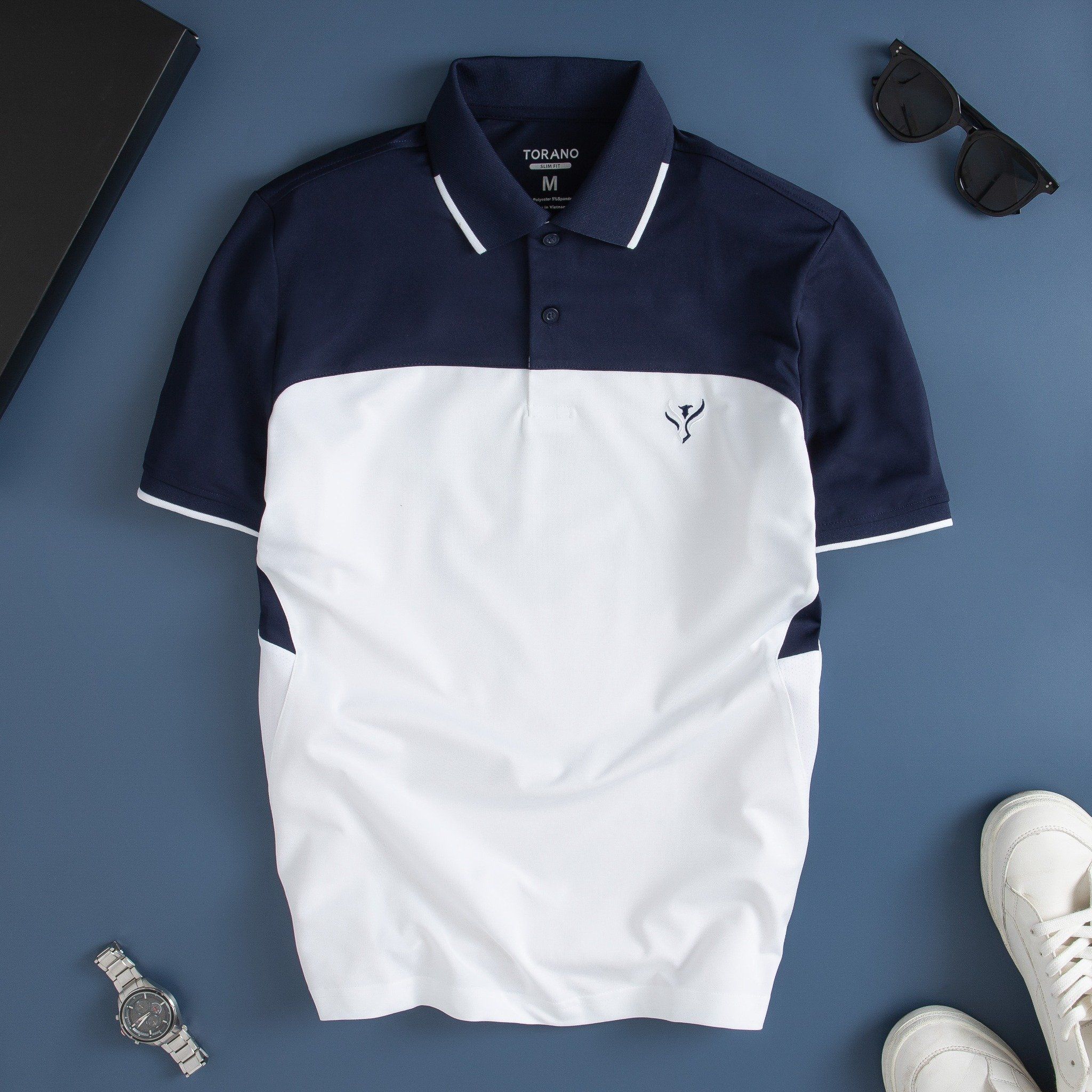  Áo polo can phối thêu logo đại bàng GSTP047 
