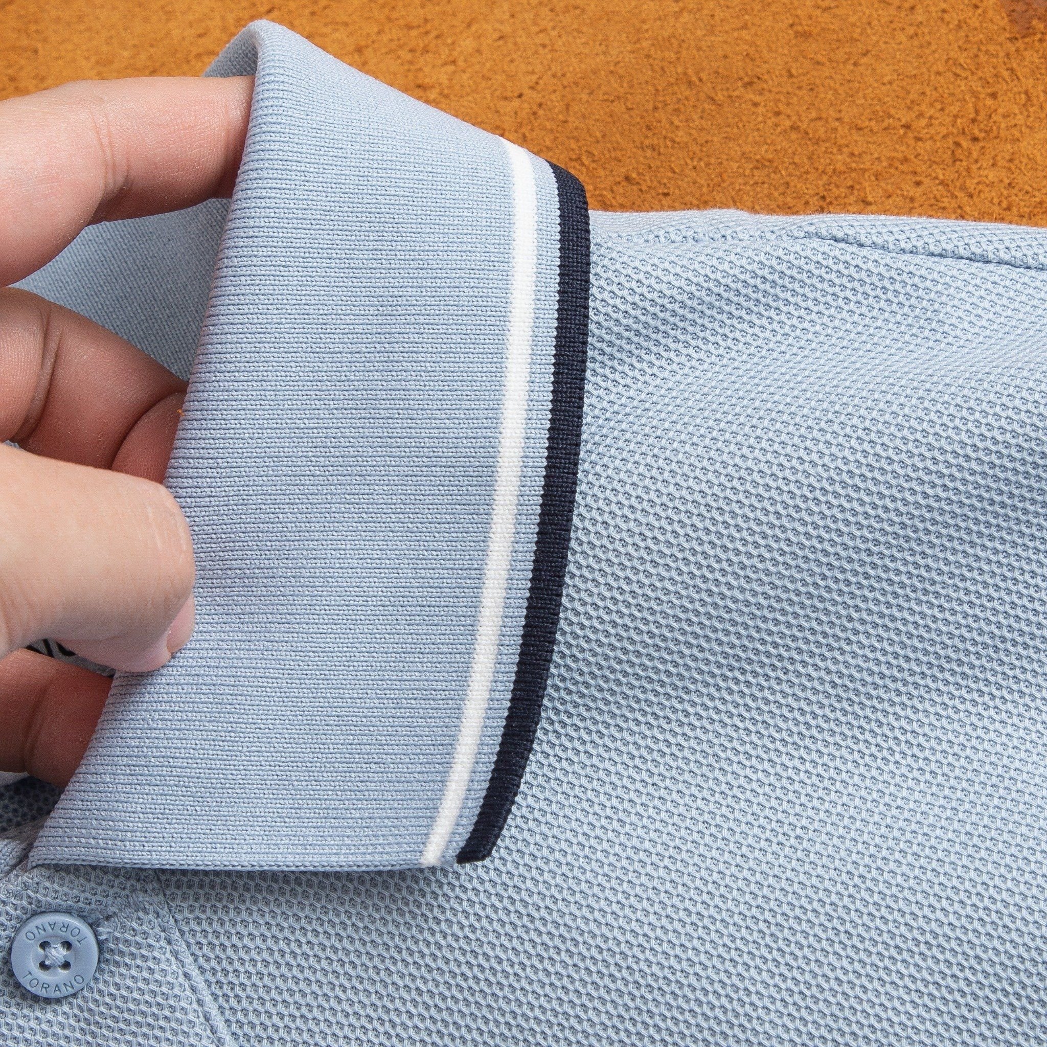  Áo polo trơn bo tay kẻ thêu logo ngực GSTP602 