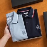  Áo polo trơn bo tay kẻ thêu logo ngực GSTP602 