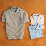  Áo polo trơn bo tay kẻ thêu logo ngực GSTP602 